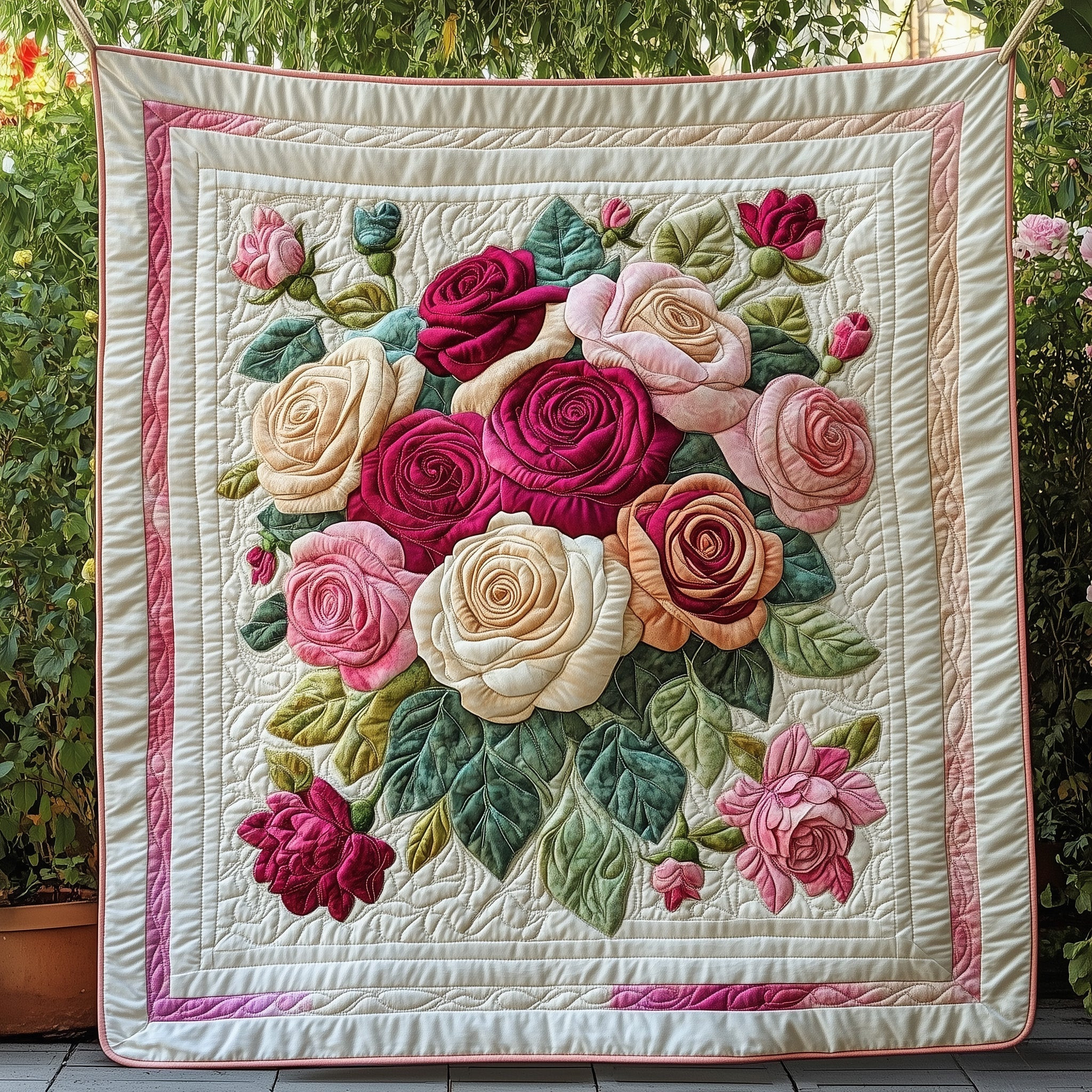 Flowers Roses Quilt Blanket Rose Bouquet Blanket Mothers Day Gift - Tradiviet