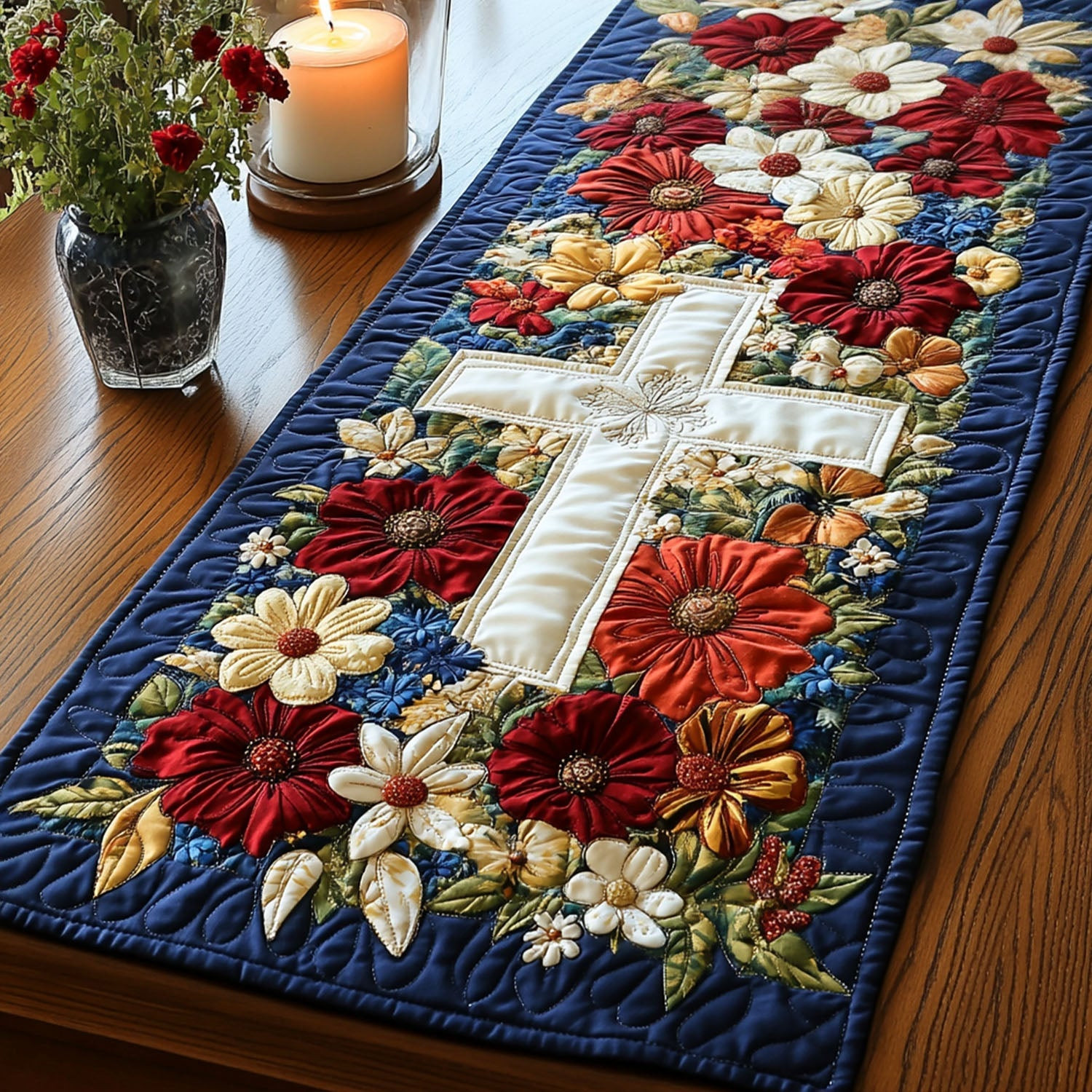 For God and Country Quilted Table Runner  Autumn Table Runner Fourth Of July Birthday Presents