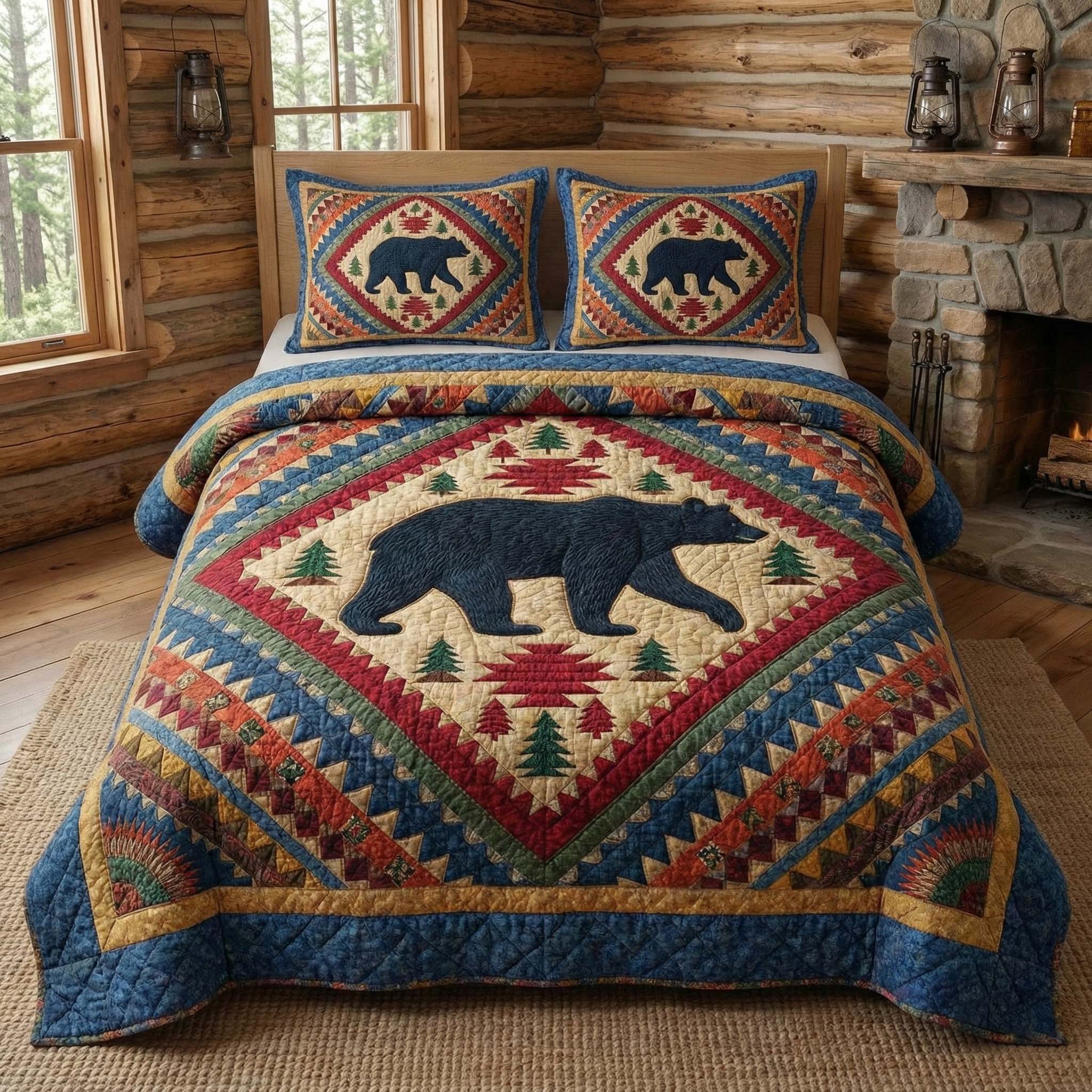 Forest Diamond Quilted Bedding Set Holiday Room Decor Mother's Day Gift Ideas - Tradiviet