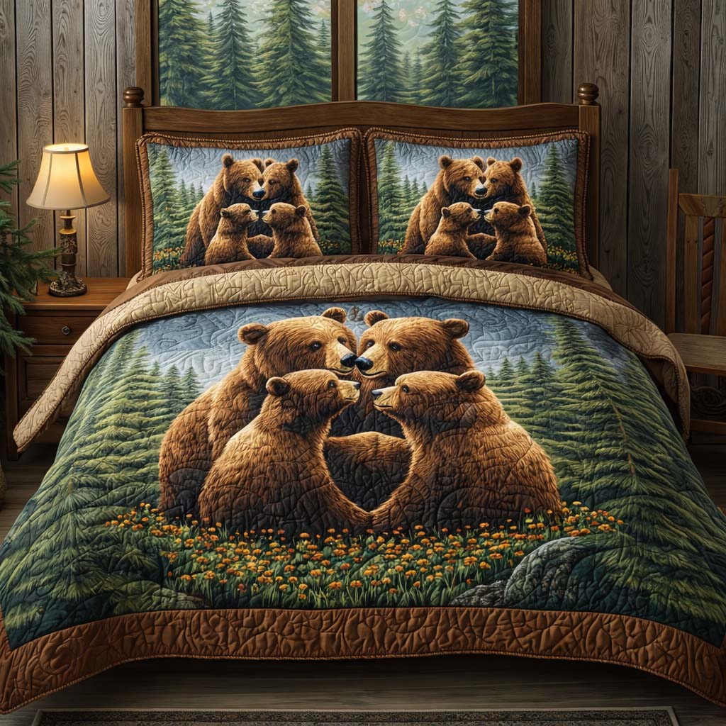 Forest Embrace Quilted Bedding Set Holiday Home Decor Ideas Gift For Outdoor Adventurers - Tradiviet