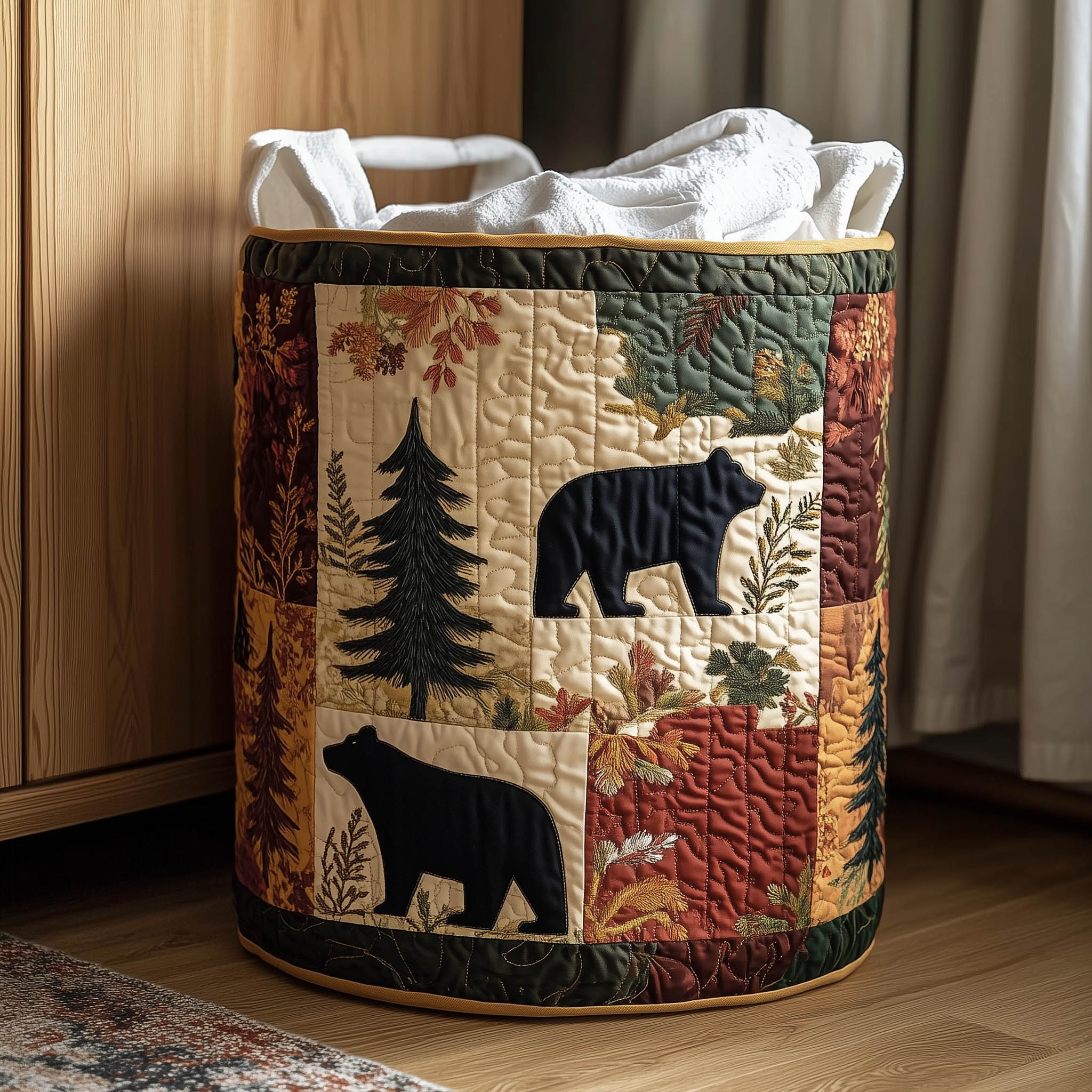 Forest Patchwork Quilted Laundry Basket Adorable Laundry Basket Gifts For Your Brother - Tradiviet