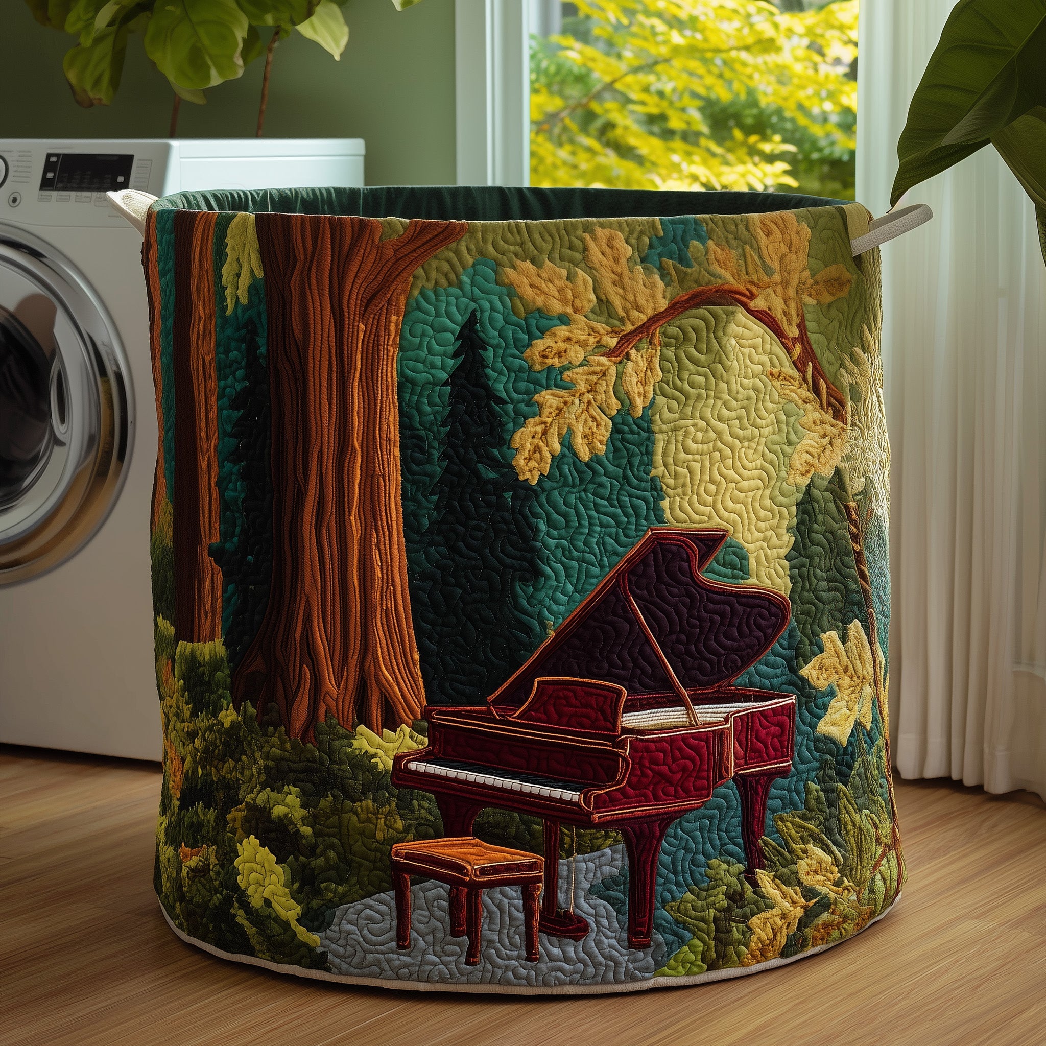 Forest Piano Quilted Laundry Basket Best Laundry Hamper Unique Mother's Day Gifts - Tradiviet