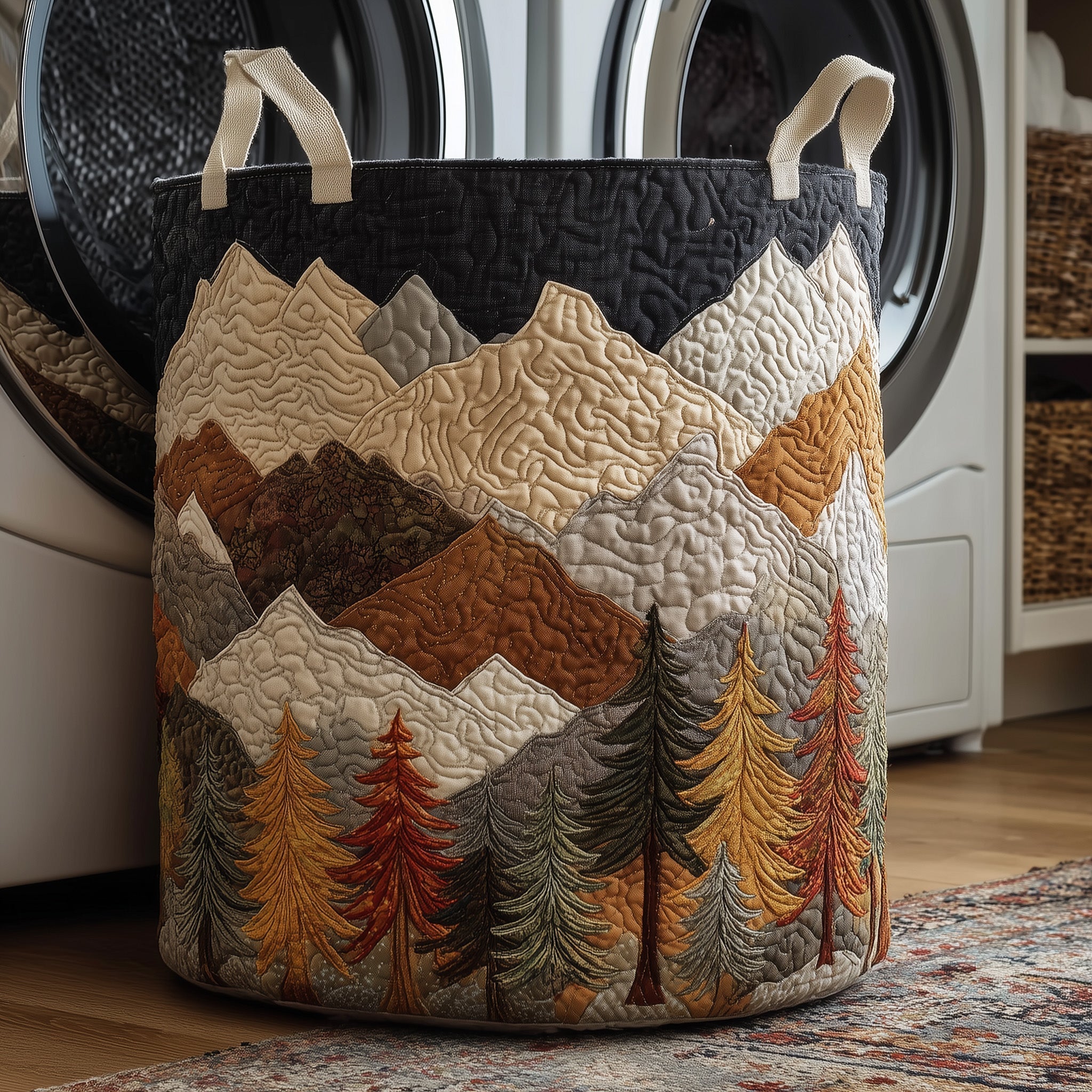 Forest Quilted Laundry Basket Cute Baskets Dad Gifts - Tradiviet