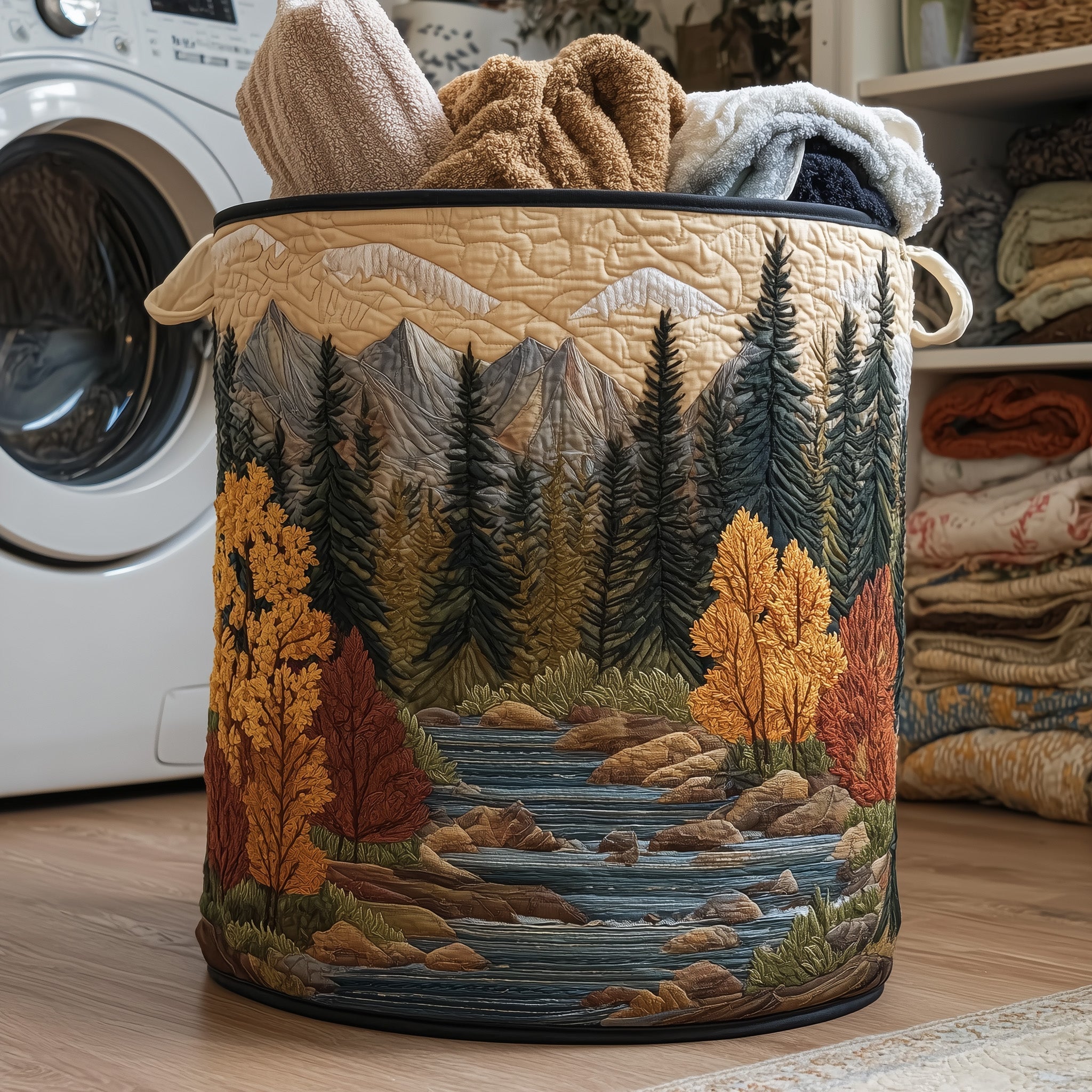 Forest Quilted Laundry Basket Funny Baskets Gift Ideas For Sister - Tradiviet