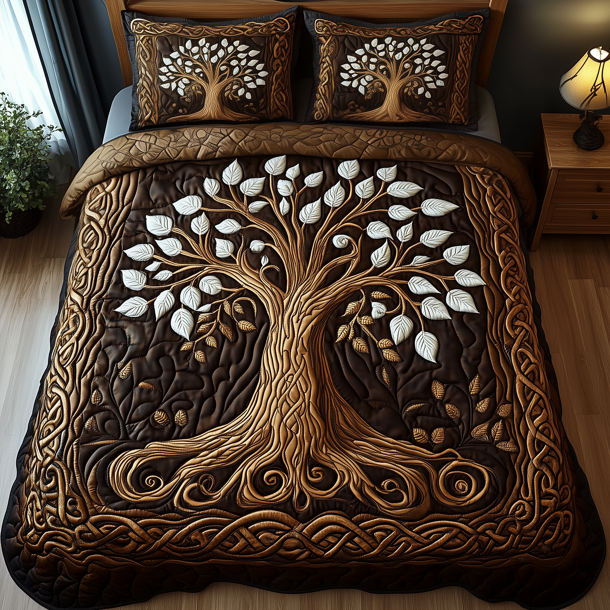 Forest Spirit Quilted Bedding Set Bed Room Decoration Gift Ideas For Dad - Tradiviet