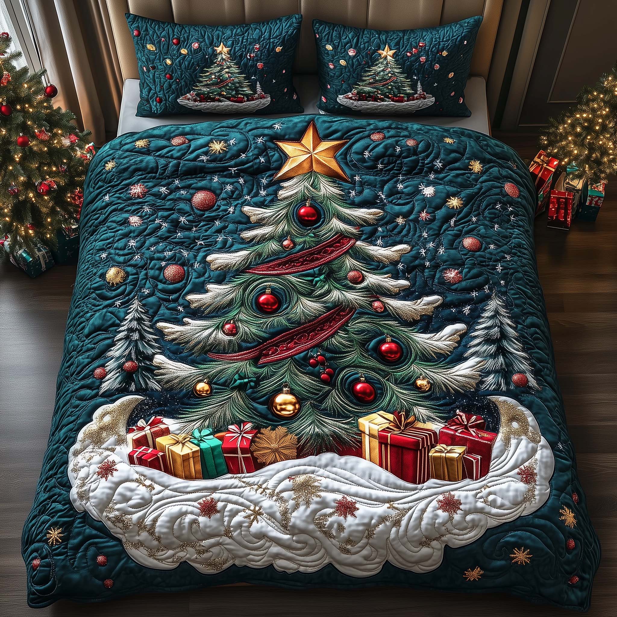 Forest Tree Quilted Bedding Set Holiday Home Decor Ideas Gifts For Mother In Law - Tradiviet