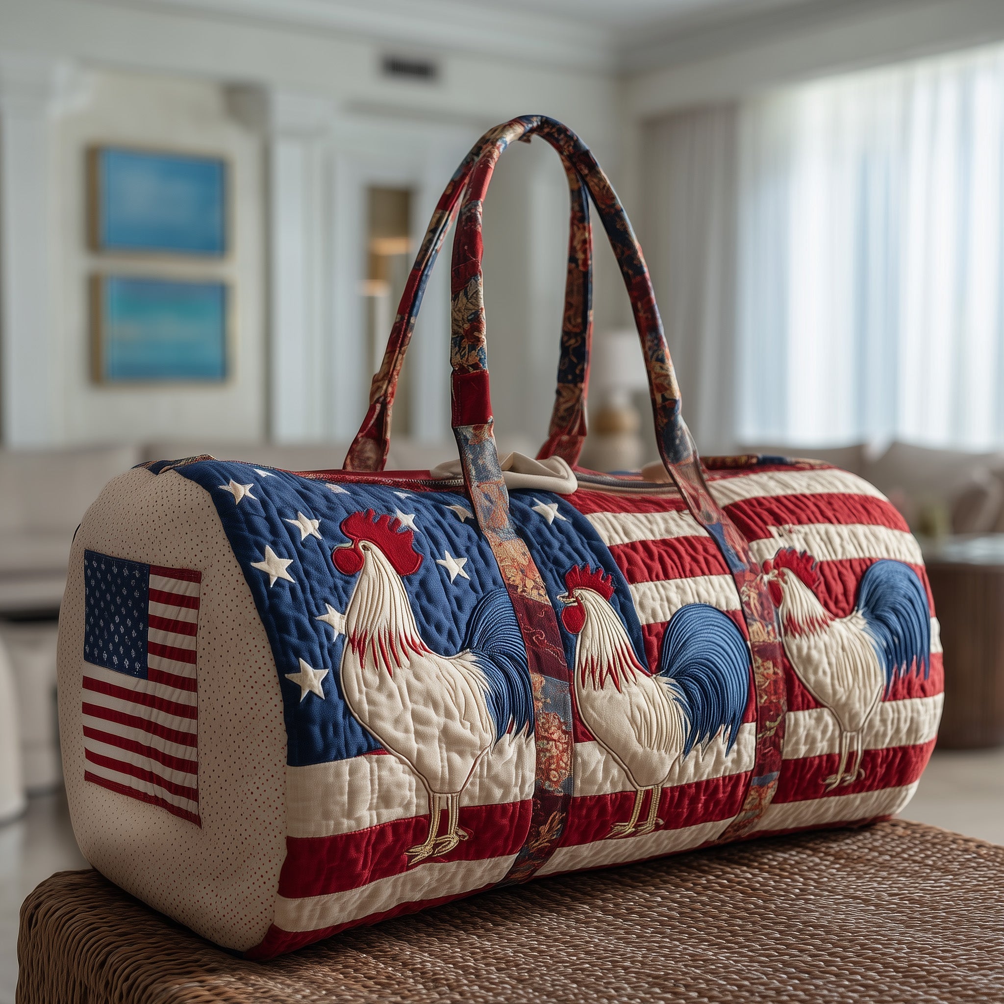 Freedom Feathers Quilted Duffle Bag Independence Day 2026 Travel Tote Gifts Ideas - Tradiviet