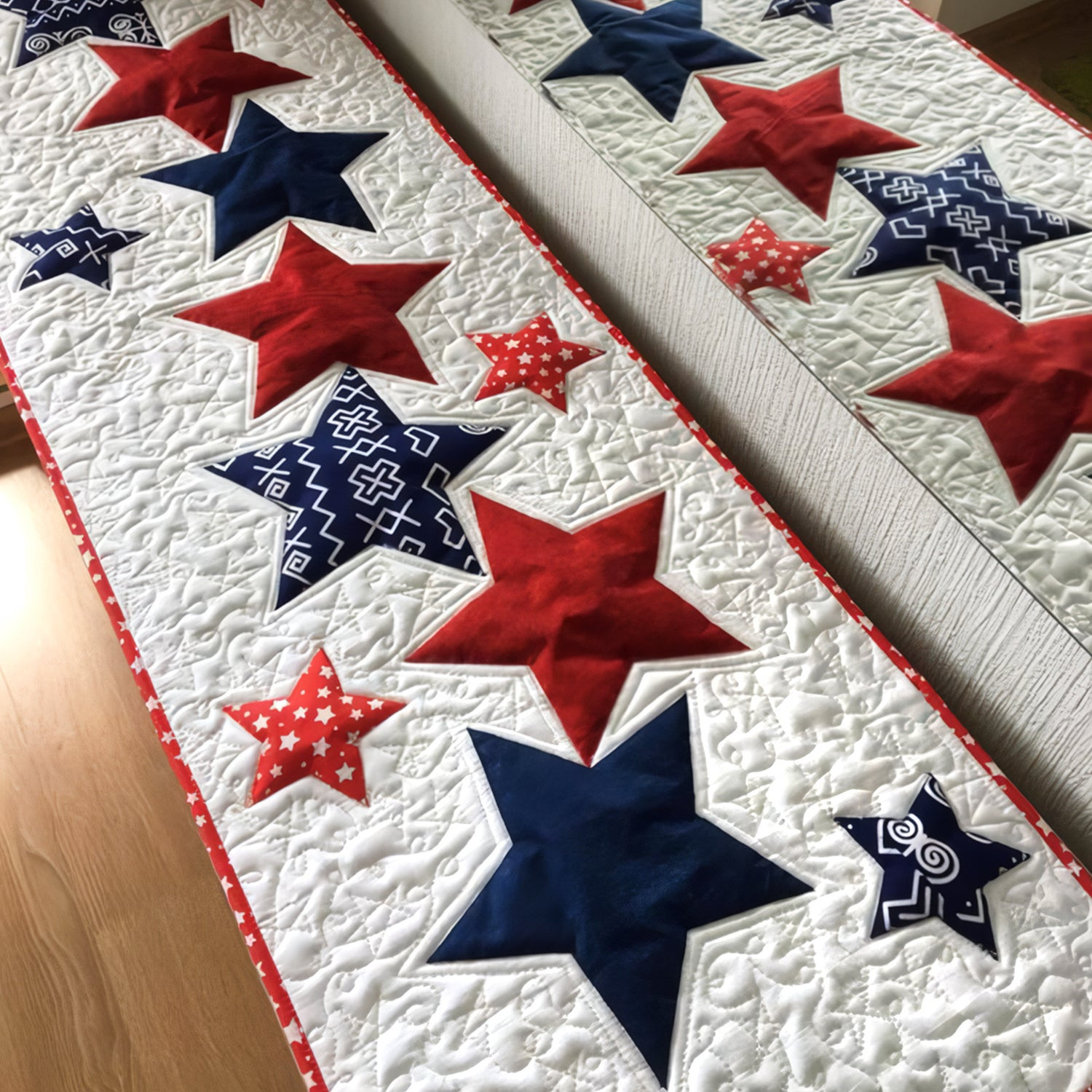 Freedom Stars Quilted Table Runner Dining Table Runner Fourth Of July Birthday Gifts