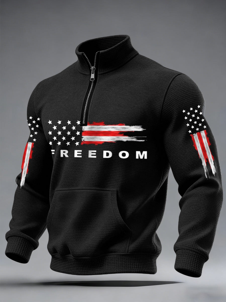 Freedom USA Half Zip Sweatshirt 250th Anniversary Clothing Men's American Pride Gift - Tradiviet