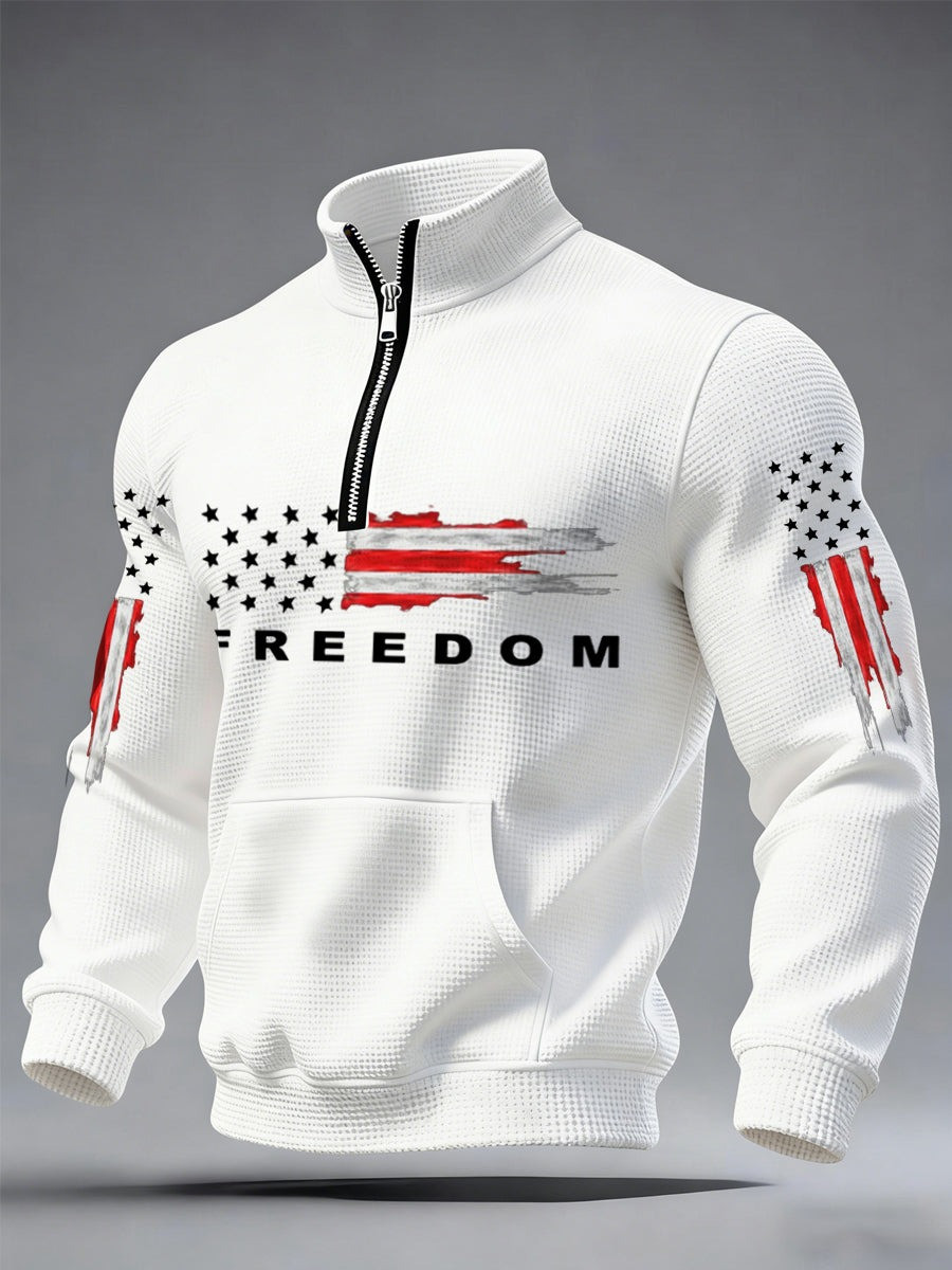 Freedom USA Half Zip Sweatshirt 250th Anniversary Clothing Men's American Pride Gift - Tradiviet - Image 2