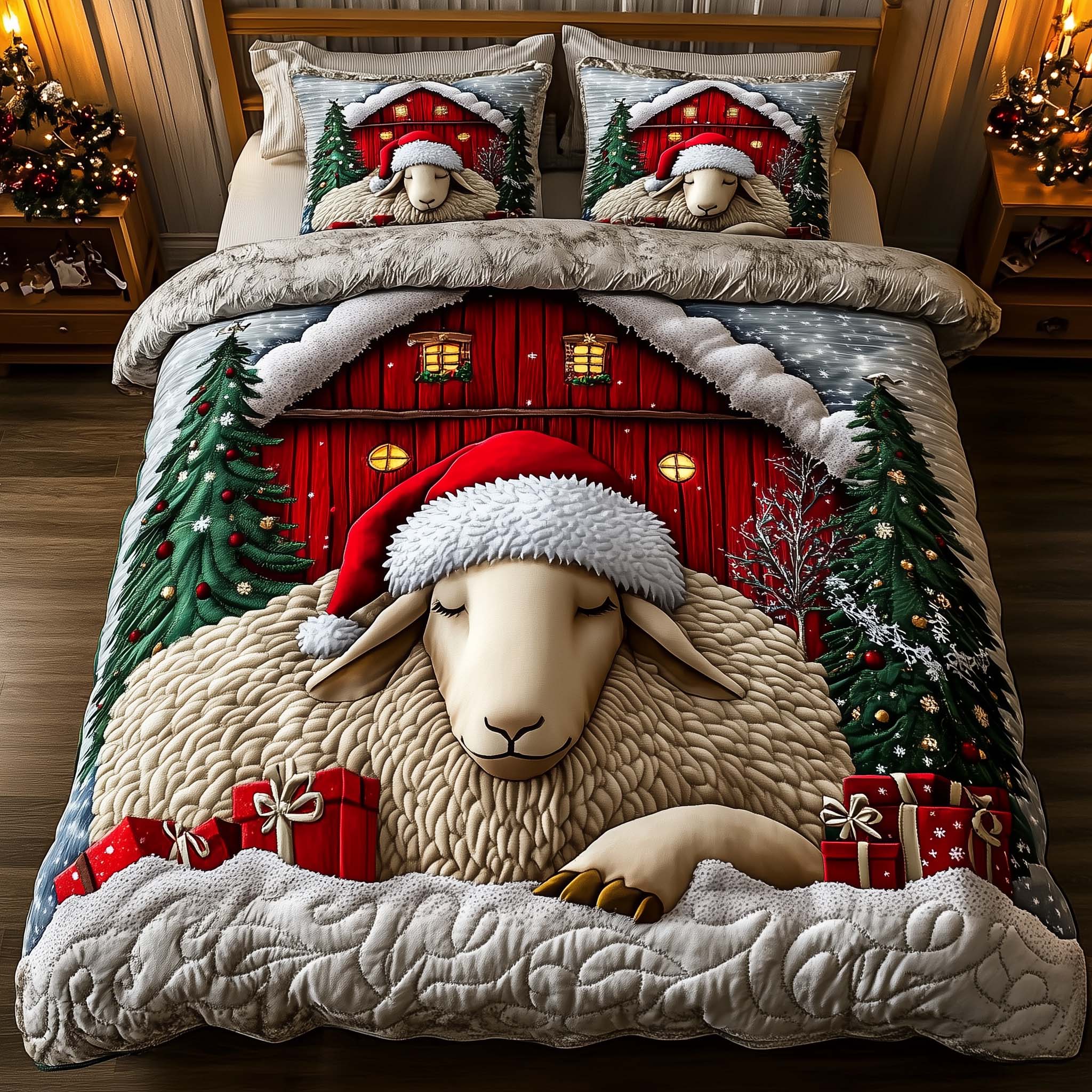 Frosted Homestead Quilted Bedding Set Bed Room Decoration Gift For Nature Enthusiasts - Tradiviet