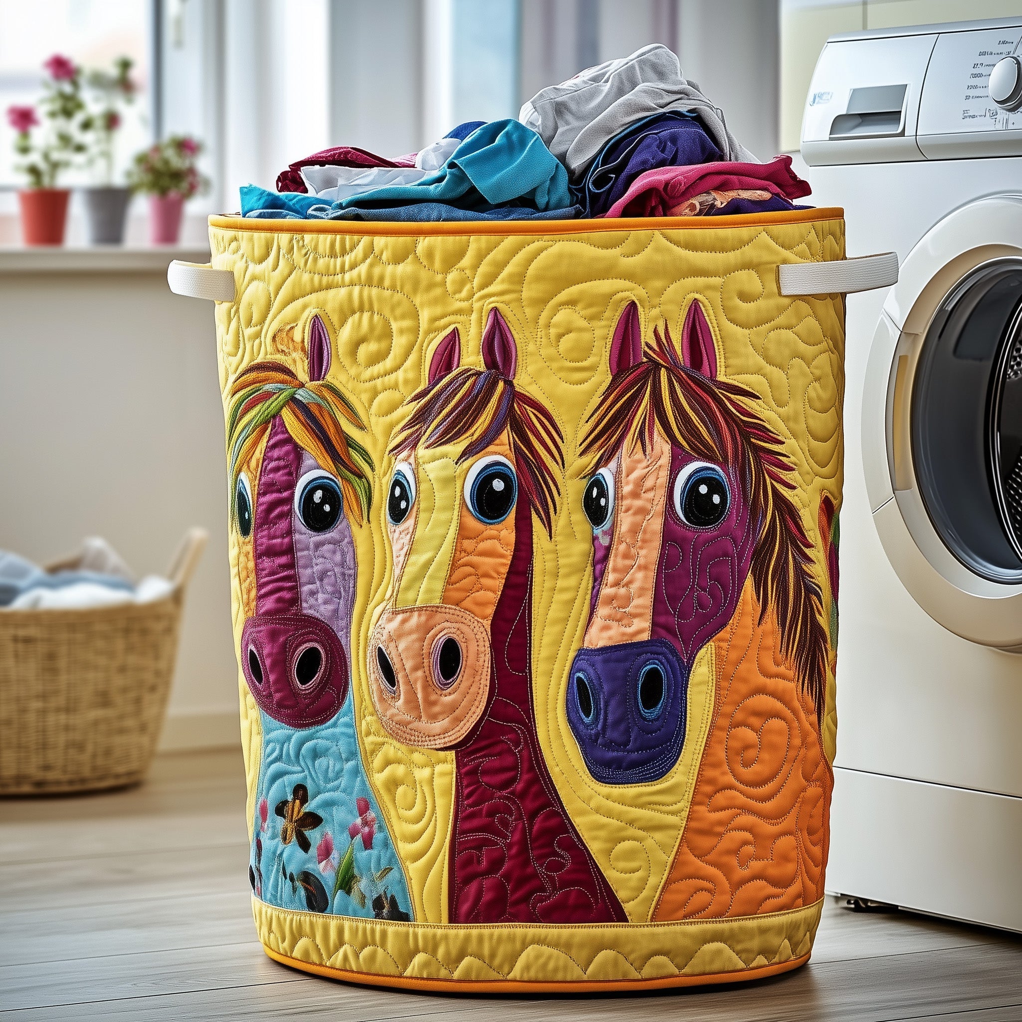 Funky Horse Quilted Laundry Basket Adorable Laundry Basket Birthday Presents For Dad - Tradiviet