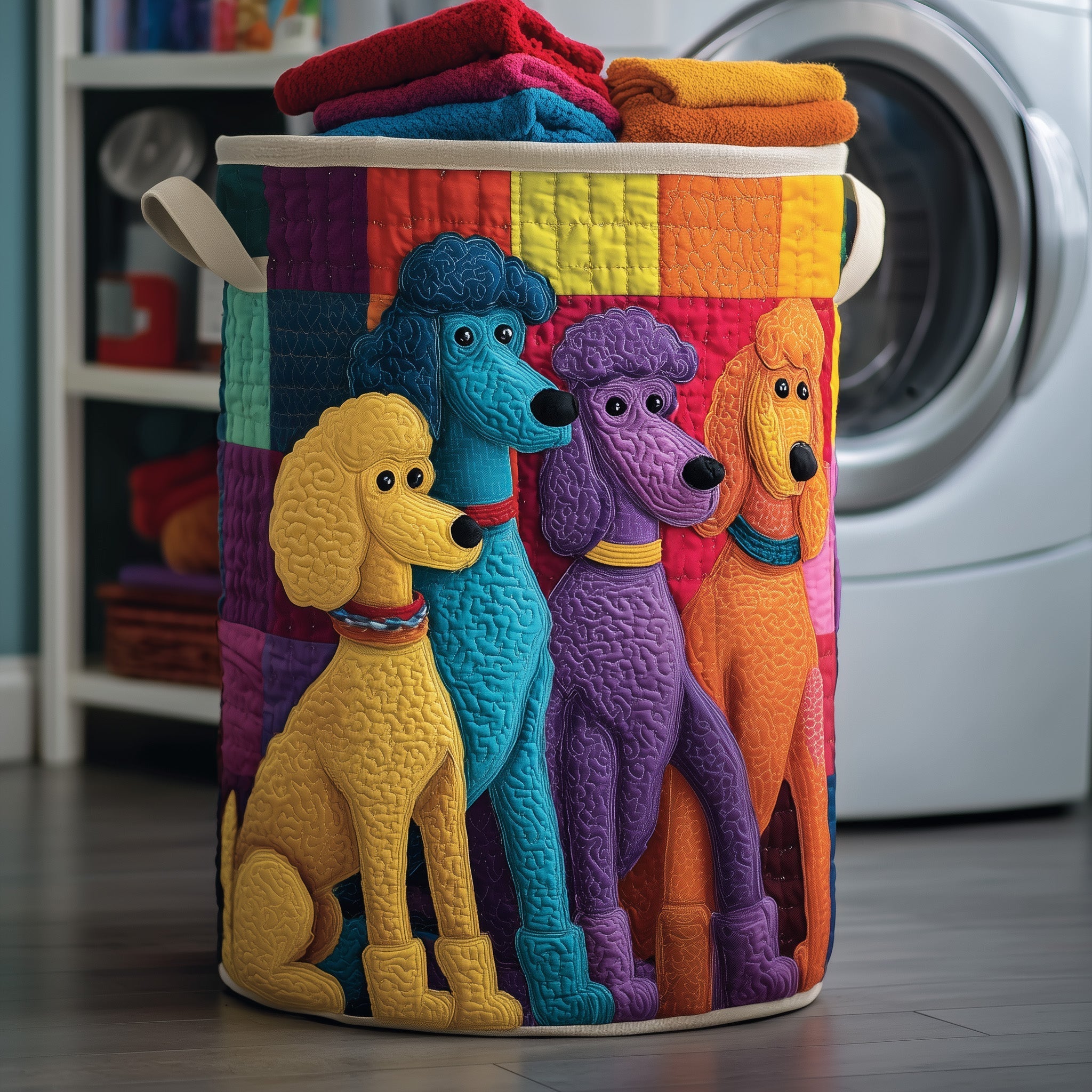 Funky Poodle Quilted Laundry Basket Cool Laundry Hamper Presents For Dad - Tradiviet