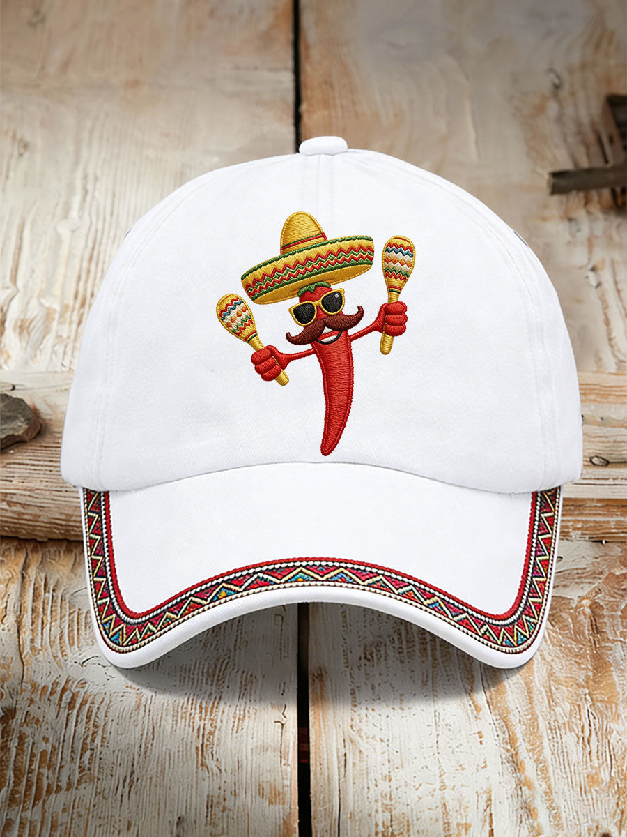 Funny Cinco De Mayo Baseball Cap Dancing Chili Pepper Hat Mexican Gift Ideas - Tradiviet - Image 3