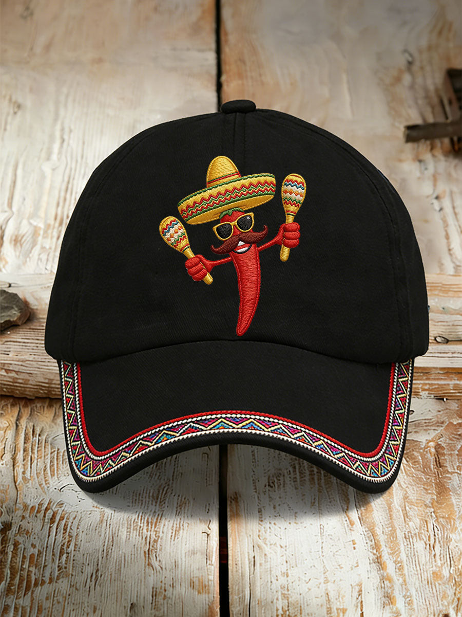 Funny Cinco De Mayo Baseball Cap Dancing Chili Pepper Hat Mexican Gift Ideas - Tradiviet