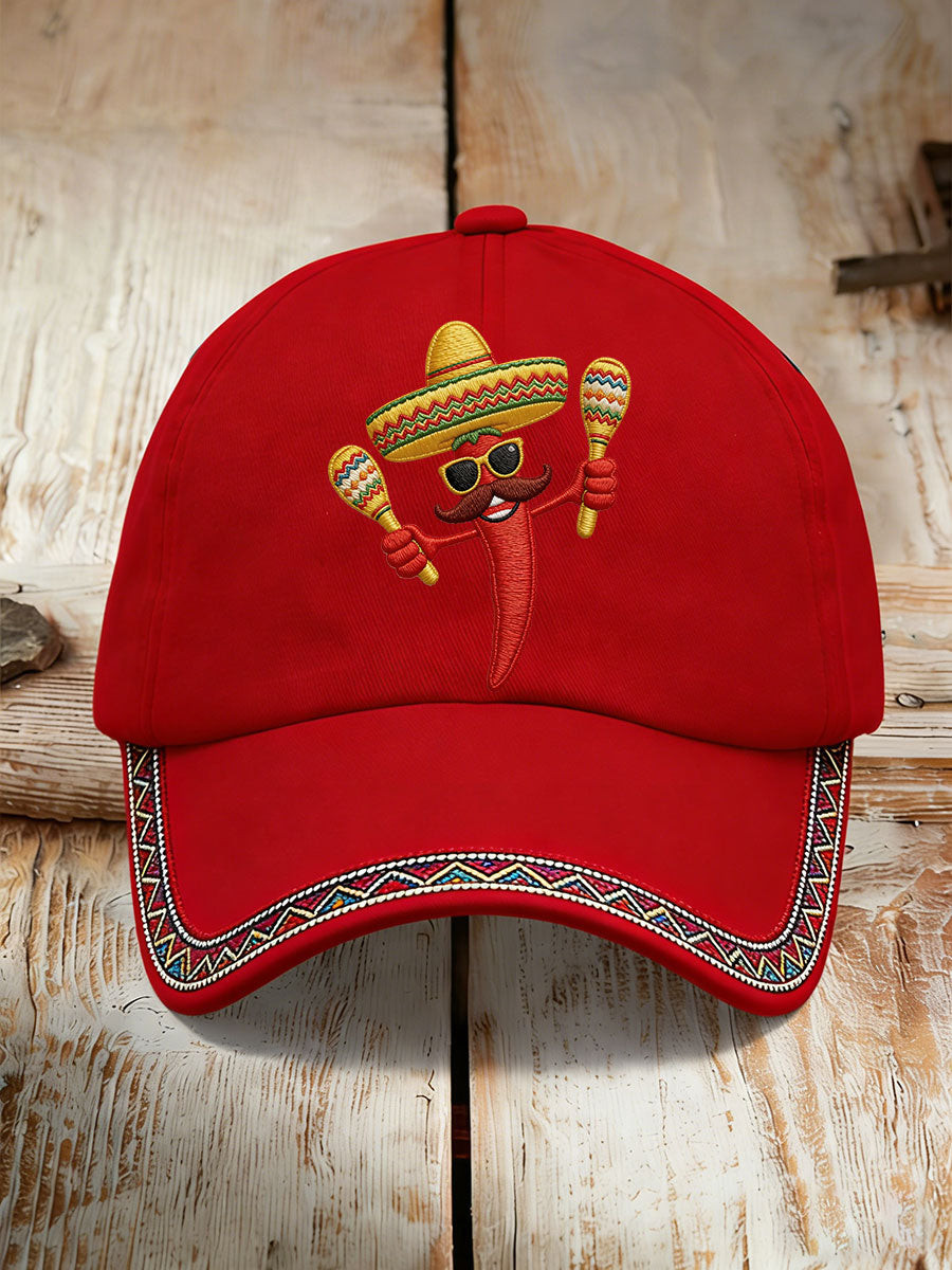 Funny Cinco De Mayo Baseball Cap Dancing Chili Pepper Hat Mexican Gift Ideas - Tradiviet - Image 2