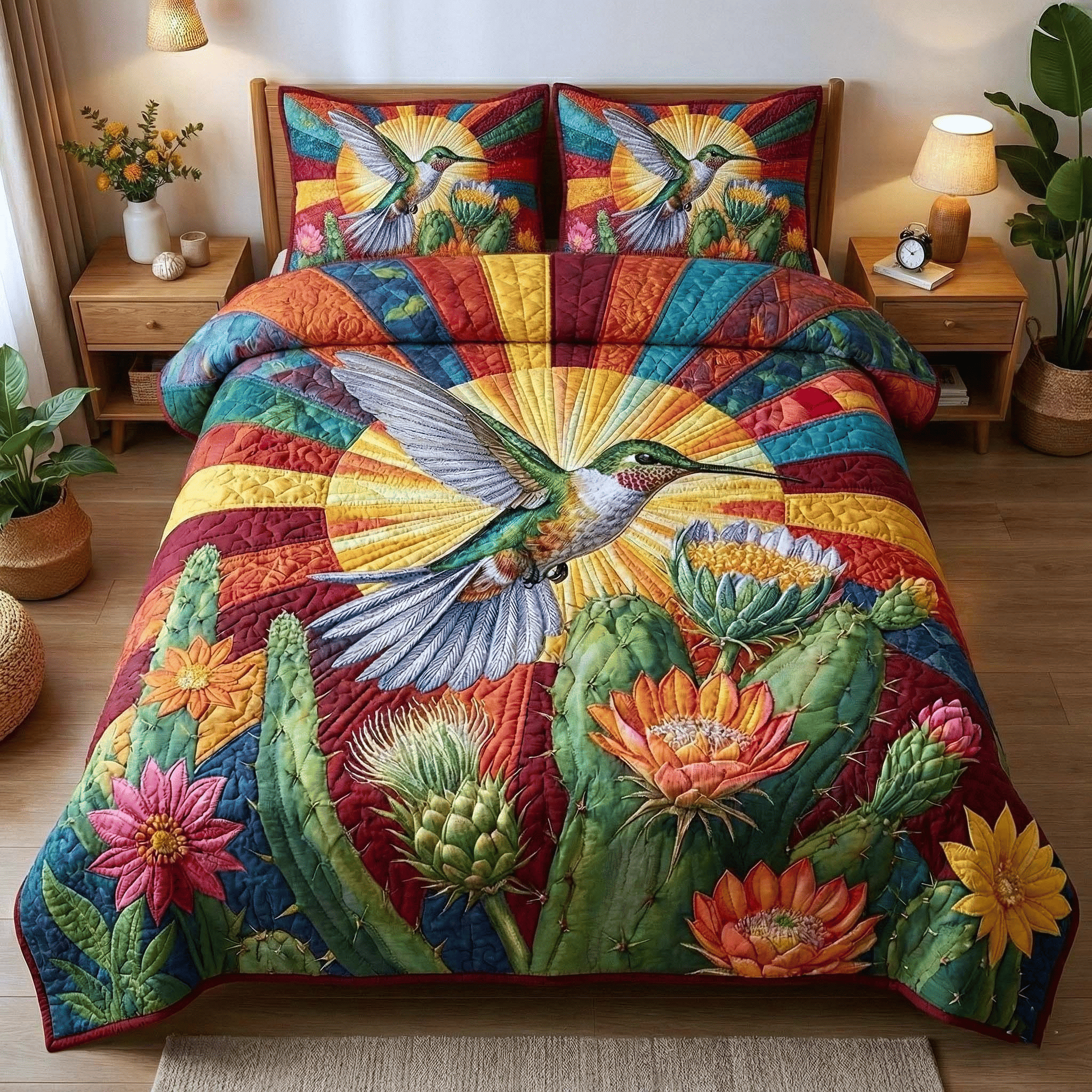 Garden Sprite Quilt Bedding Set Hummingbird Duvet Covers King
