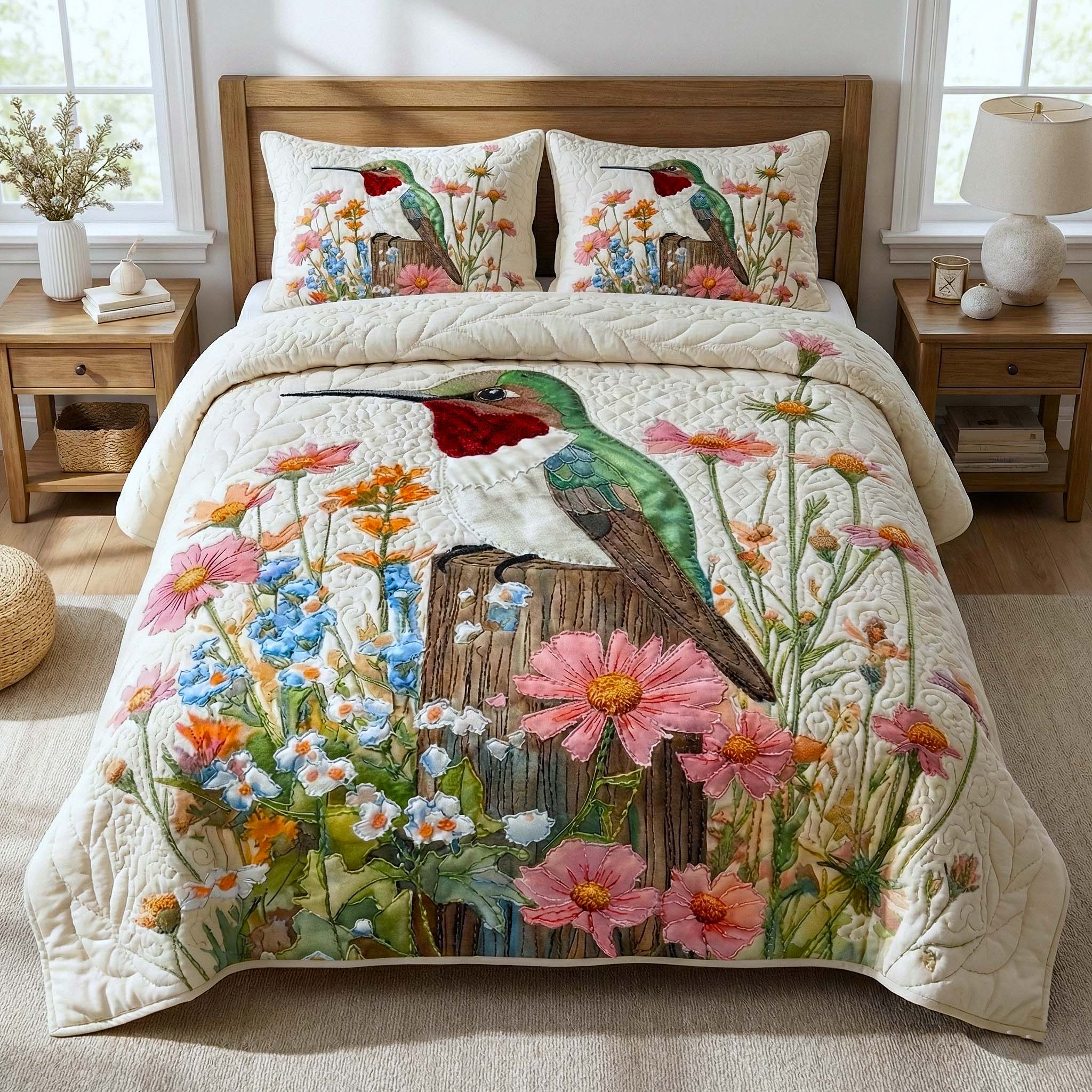 Garden Sprite Quilted Bedding Set Bed Room Decoration Unique Garden Fan Gift - Tradiviet