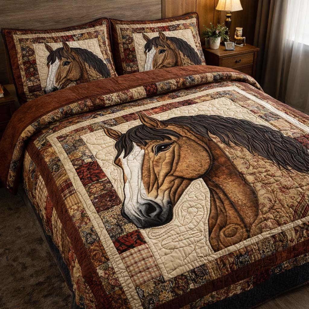 Gentle Stallion Quilted Bedding Set Bedroom Decorations Birthday Gift For Sister - Tradiviet