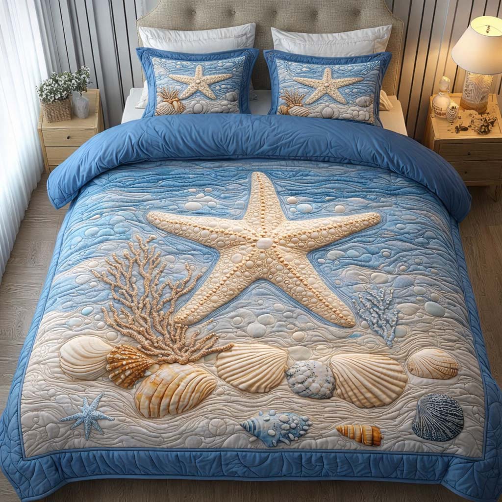 Gentle Star Quilted Bedding Set Holiday Decorations For Your Room Unique Star Gift For Her - Tradiviet