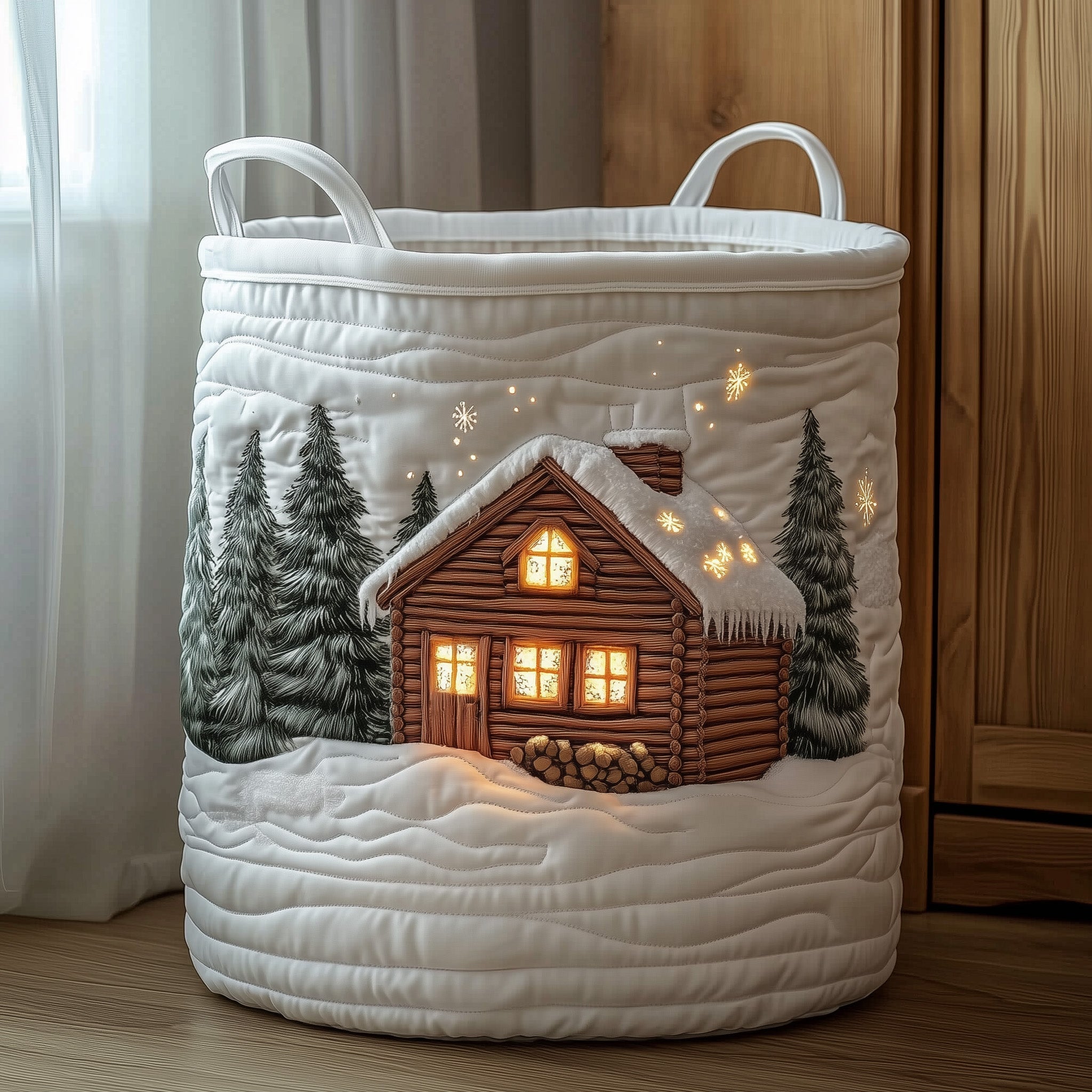 Gingerbread Cabin Quilted Laundry Basket Cute Laundry Hamper Gift For Wife - Tradiviet