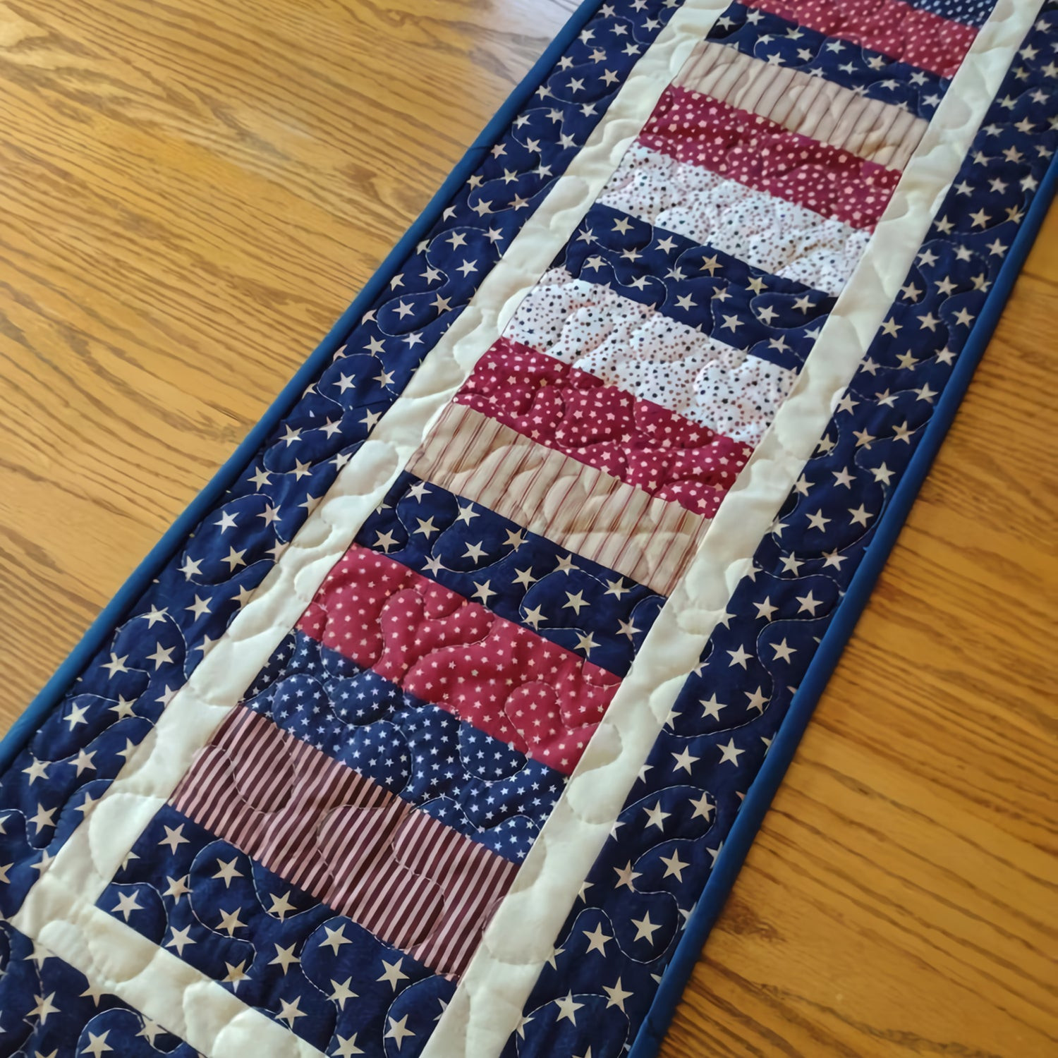 Glory Stars Quilted Table Runner Autumn Table Runner Fourth Of July Birthday Presents