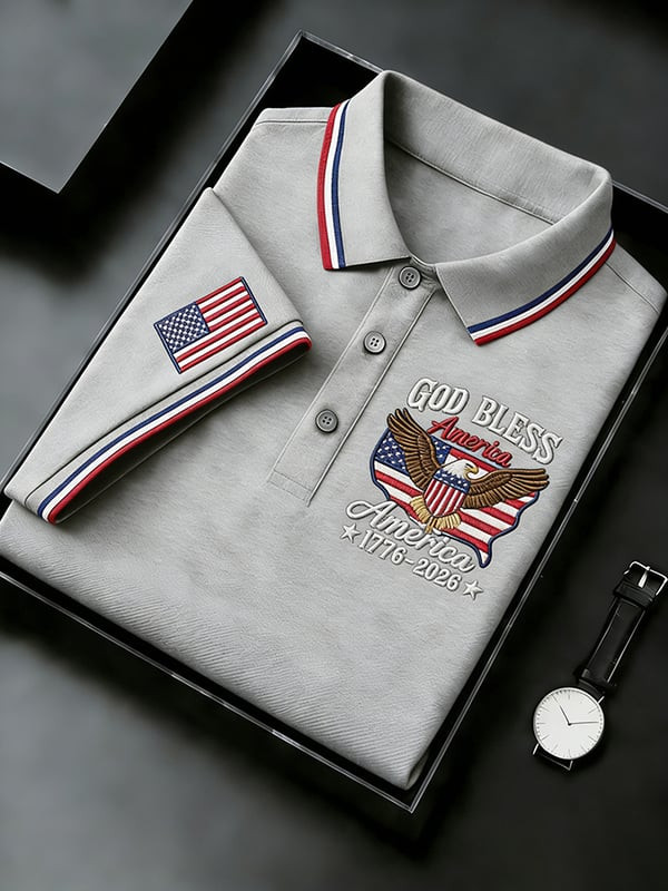 God Bless American 1776 2026 Polo Shirt USA 250Th Anniversary Apparel Gift For Him - Tradiviet