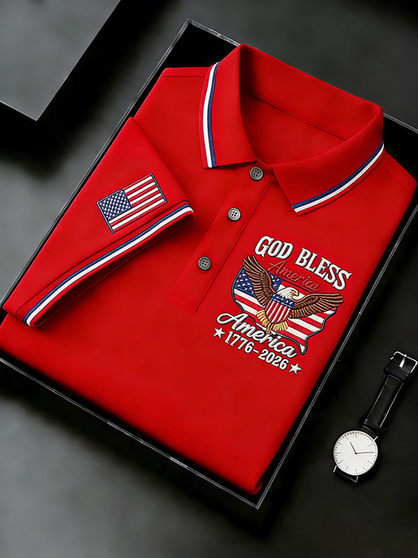God Bless American 1776 2026 Polo Shirt USA 250Th Anniversary Apparel Gift For Him - Tradiviet - Image 3