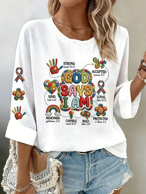 God Says I Am Long Sleeve Shirt Autism Awareness Faith Positive Affirmations Inspirational Gift - Tradiviet