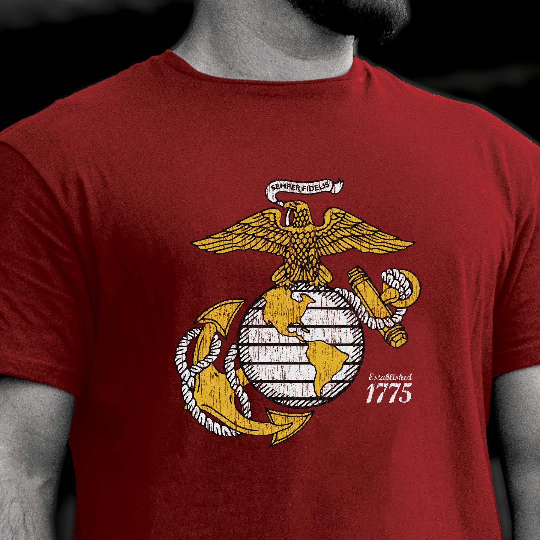 Gold Eagle Globe Anchor USMC T-Shirt Marine Corps 1775 Military Clothing Gift For Men - Tradiviet - Image 2
