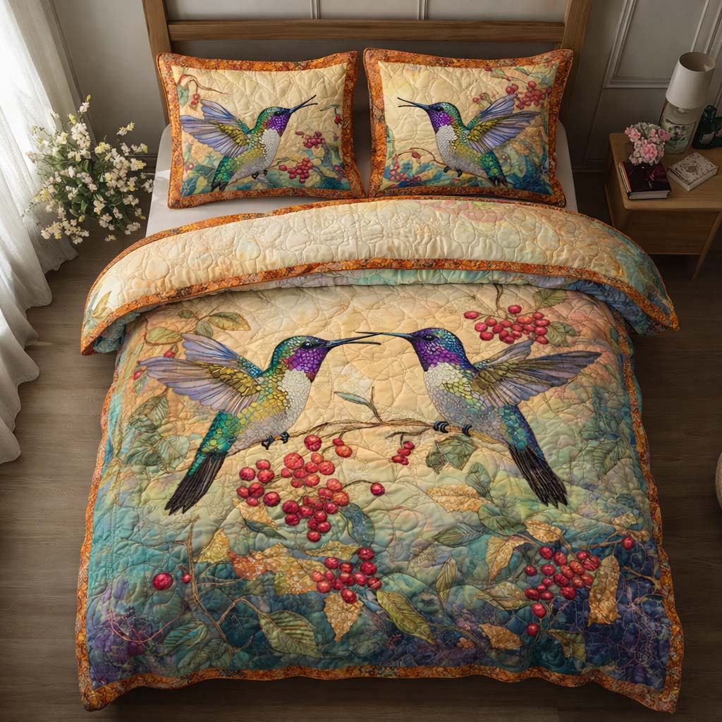 Golden Berries Quilted Bedding Set Holiday Home Decor Good Mothers Day Gifts - Tradiviet