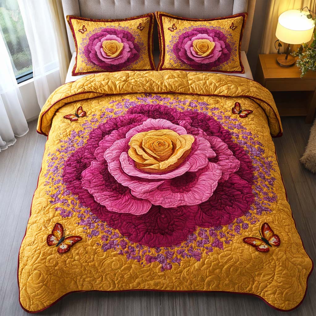 Golden Blossom Quilted Bedding Set Room Decoration Items Personalized Blossom Gift - Tradiviet