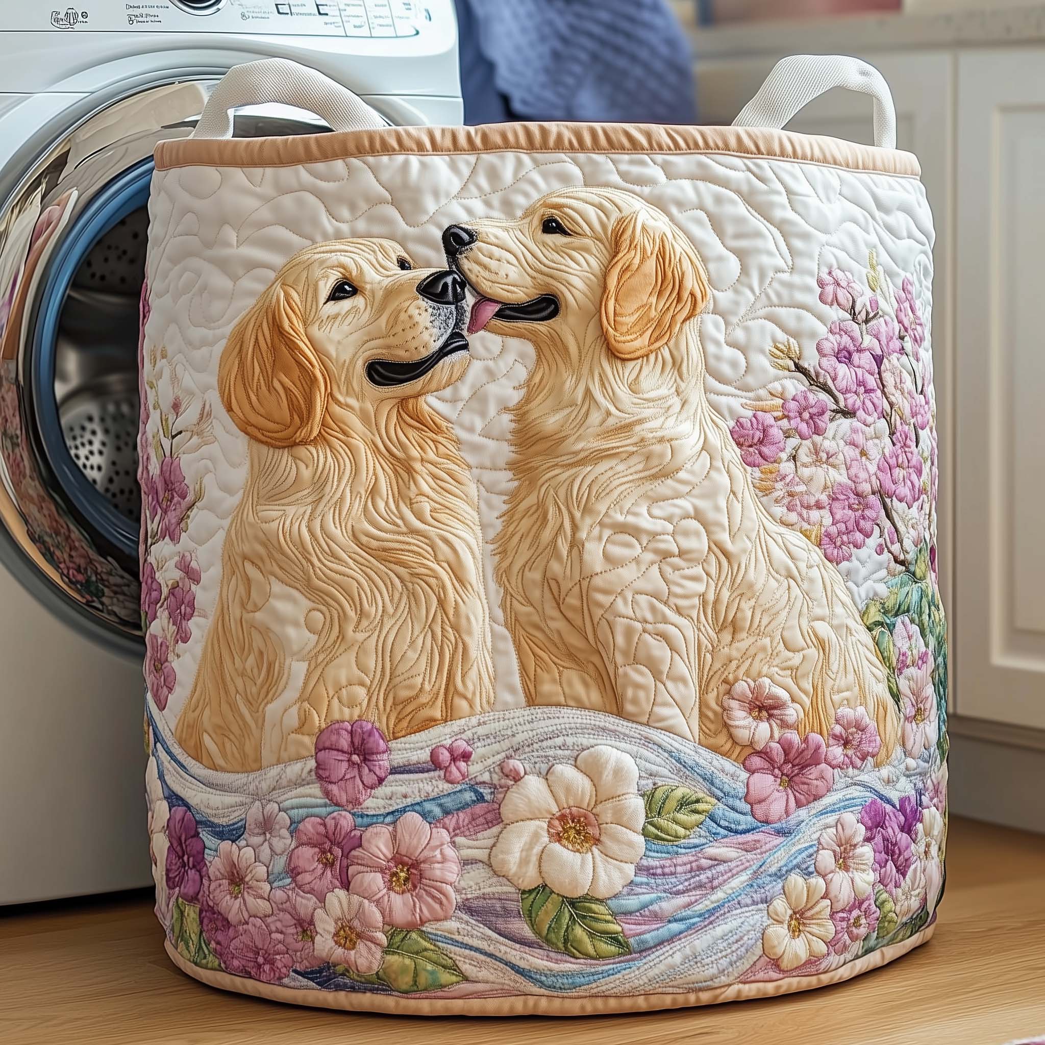 Golden Bond Quilted Laundry Basket Cute Storage Baskets Dad Birthday Gifts - Tradiviet