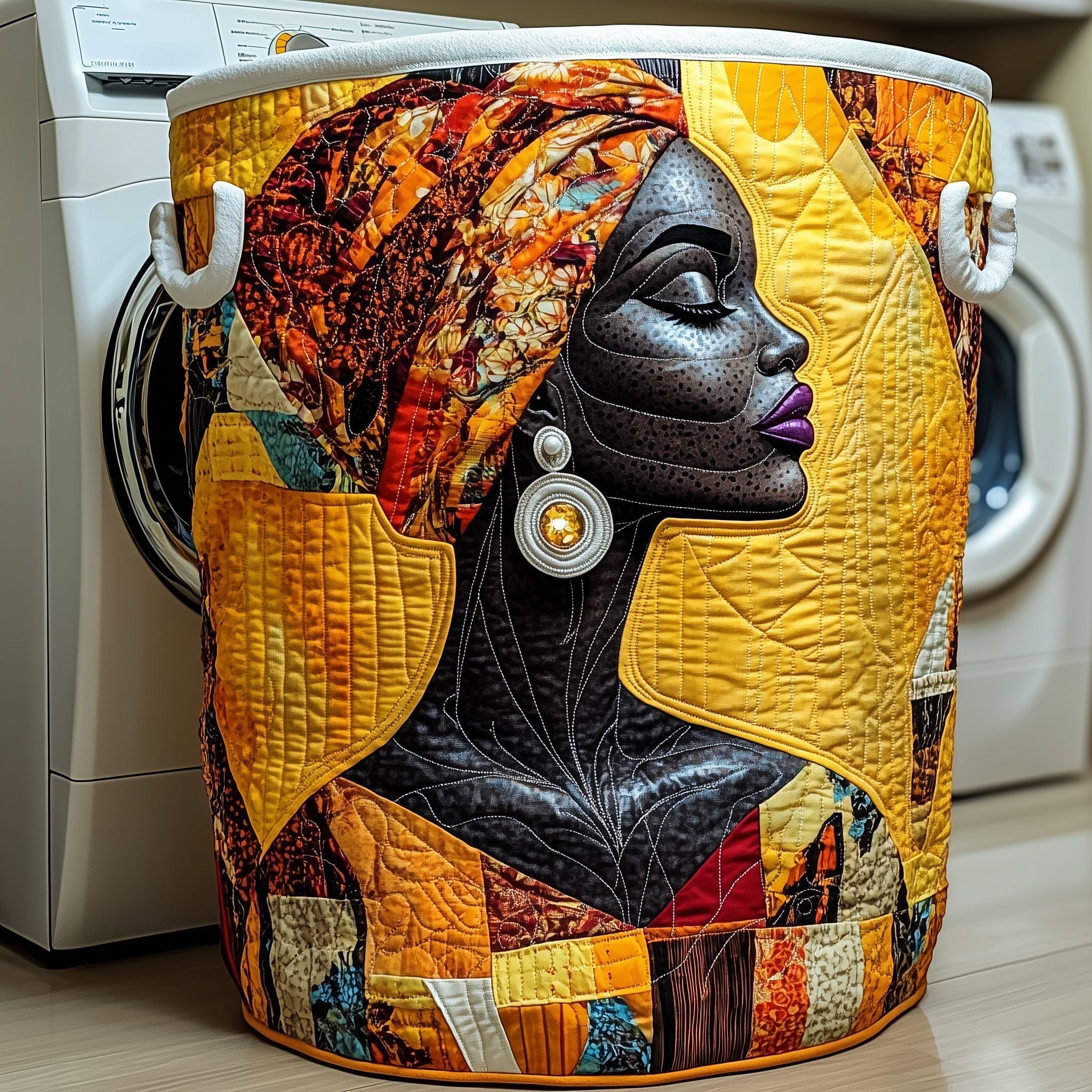 Golden Glow Quilted Laundry Basket Cute Baskets Gift For Wife - Tradiviet