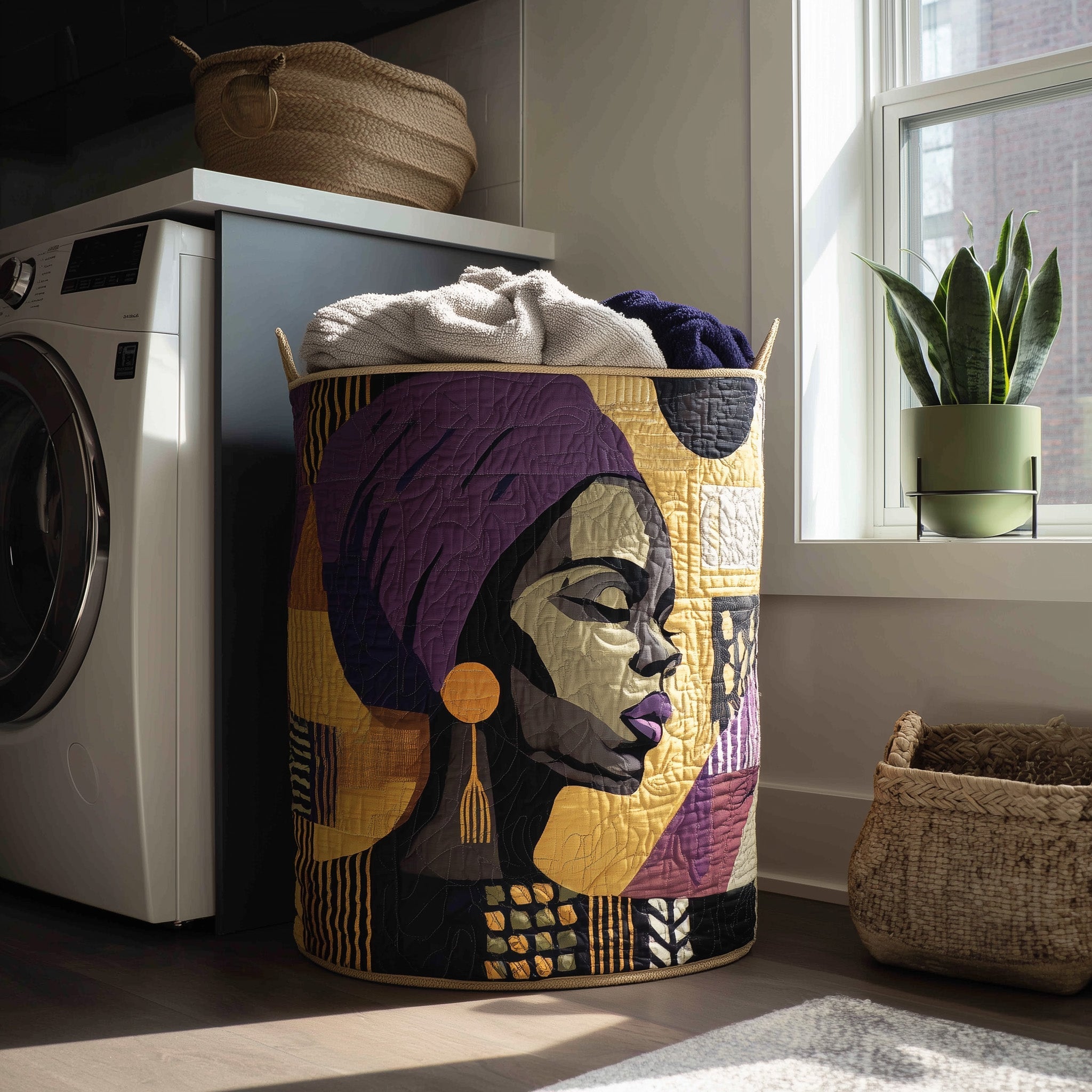 Golden Queens Quilted Laundry Basket Cute Room Decor Gift For Grandma - Tradiviet