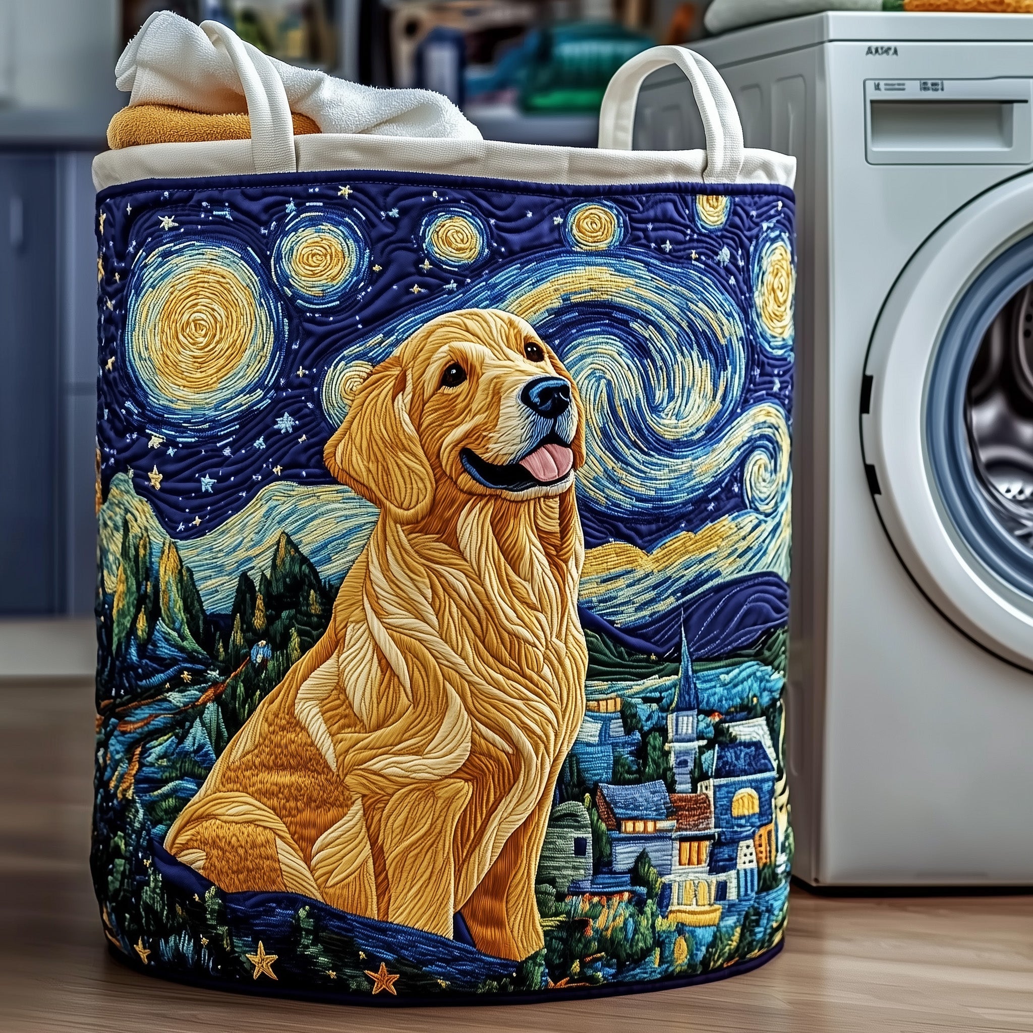 Golden Retriever Quilted Laundry Basket Cute Laundry Hamper Moms Day Gifts - Tradiviet