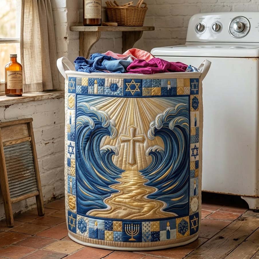 Guided Waters Quilted Laundry Basket Cute Baskets Presents For Sister - Tradiviet