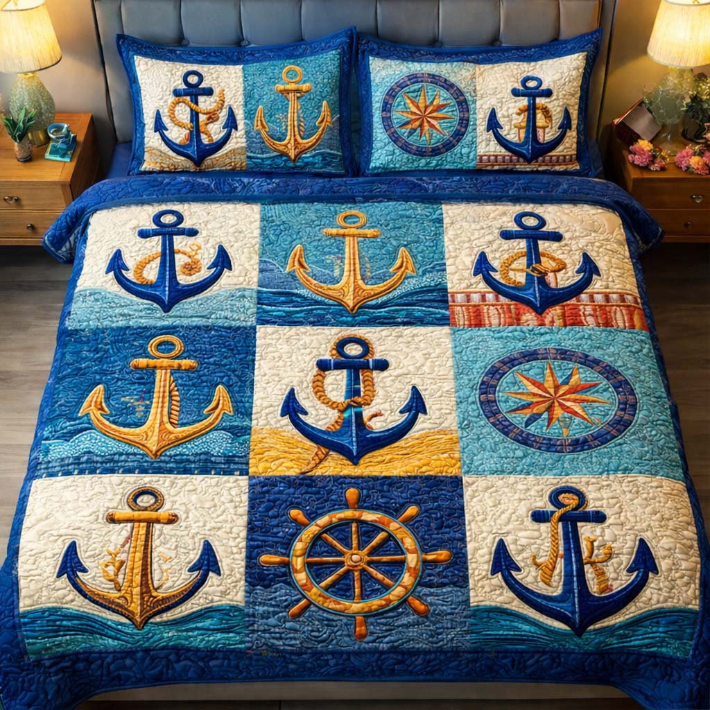 Harbor Icons Quilted Bedding Set Holiday Home Decor Gifts For Your Brother - Tradiviet