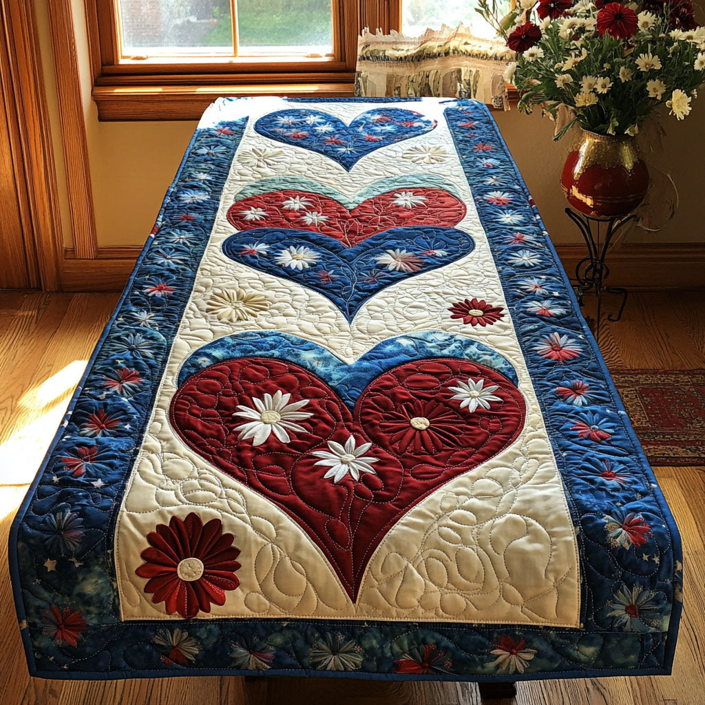 Heart of Freedom Quilted Table Runner  Dining Table Runner 4Th Of July Employee Gifts