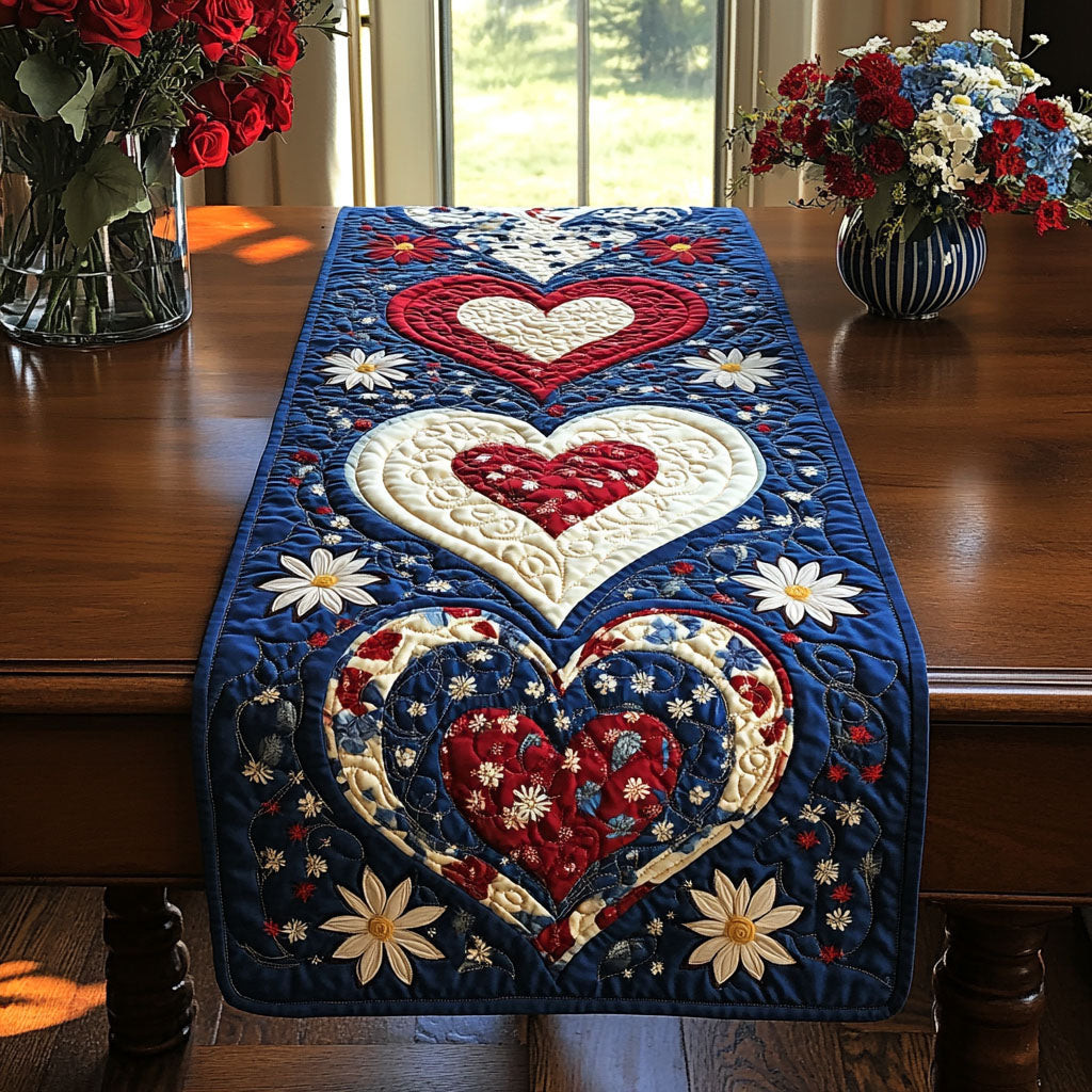 Heart of Independence Quilted Table Runner  Dining Table Runner 4Th Of July Employee Gifts