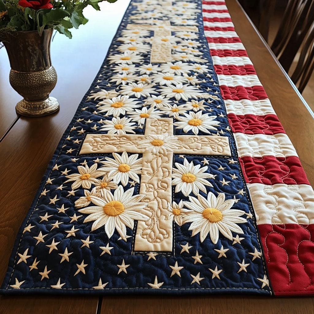 Heavenly Honor Quilted Table Runner  Dining Table Runner 4Th Of July Party Gifts