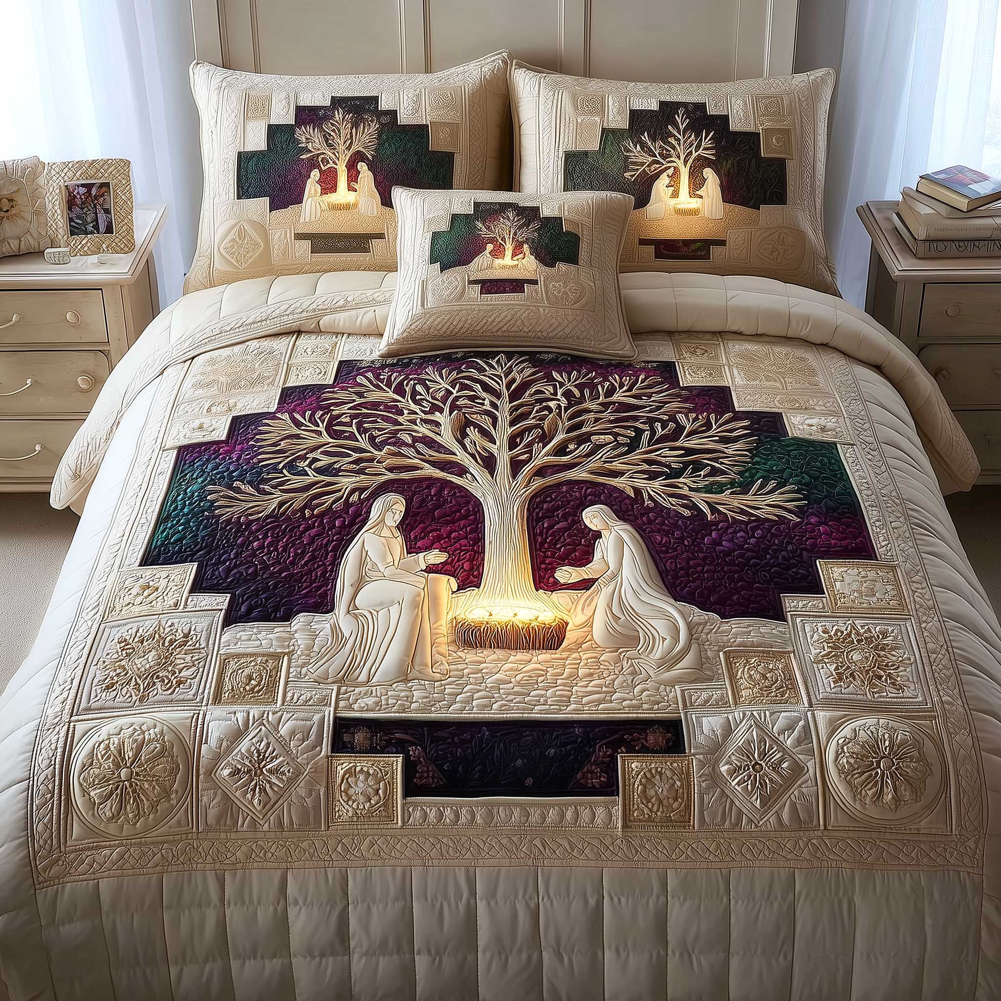 Heavenly Peace Quilted Bedding Set Autumn Inspired Bedroo Lovely Heavenly Peace Gift - Tradiviet