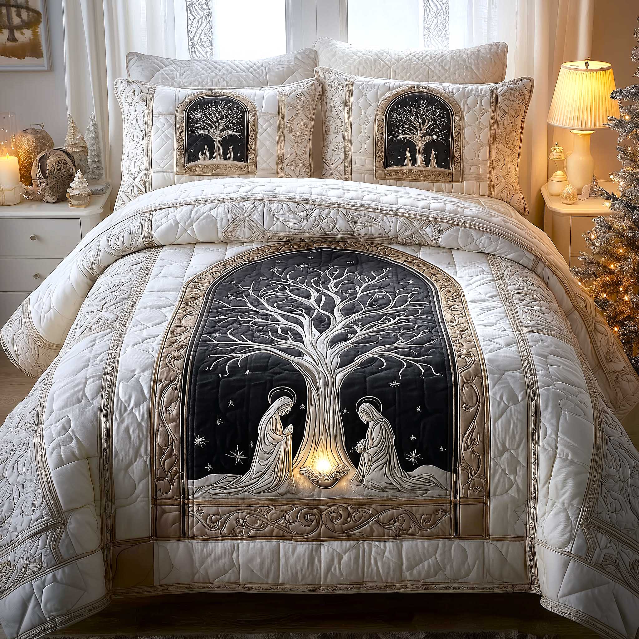 Heavenly Peace Quilted Bedding Set Bed Room Decoration Perfect Heavenly Peace Gift - Tradiviet