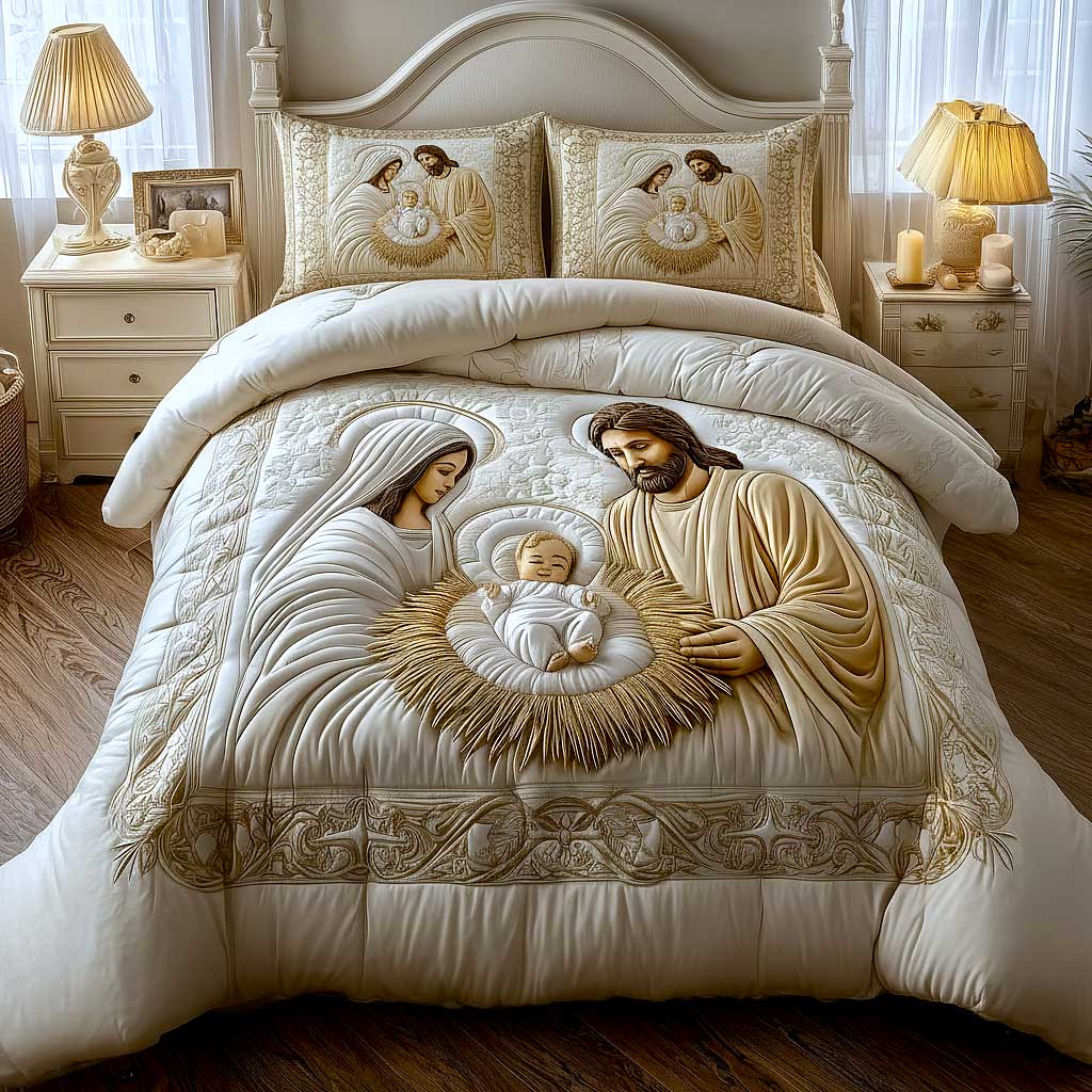Heavenly Peace Quilted Bedding Set Holiday House Decorations Beautiful Peaceful Gift - Tradiviet