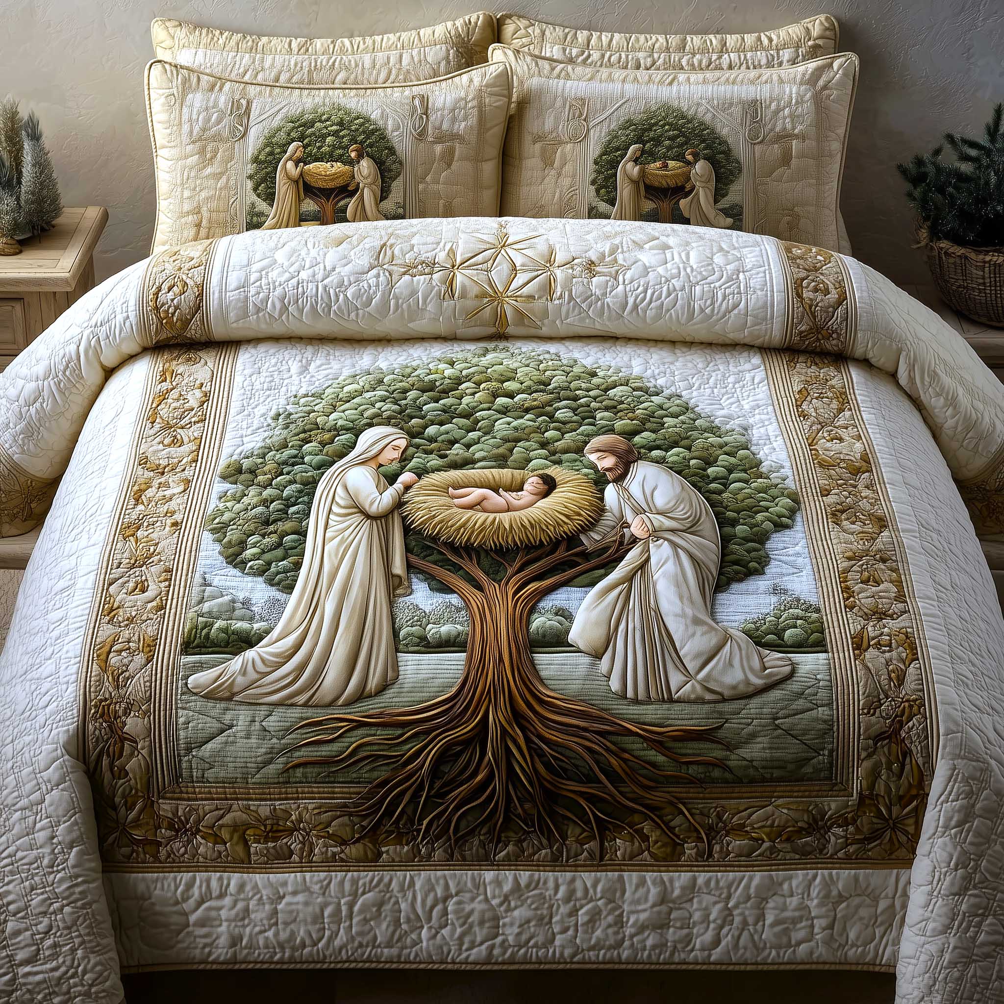 Heavenly Peace Quilted Bedding Set Room Decoration Items Peaceful Heavenly Gift - Tradiviet