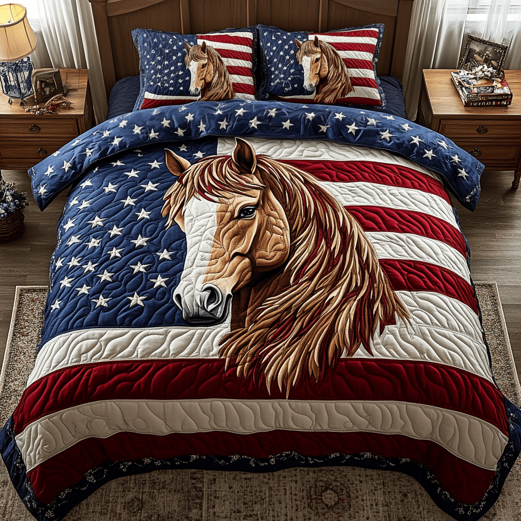 Heritage Horse Quilted Bedding Set Best Luxury Sheets Fourth Of July Gifts