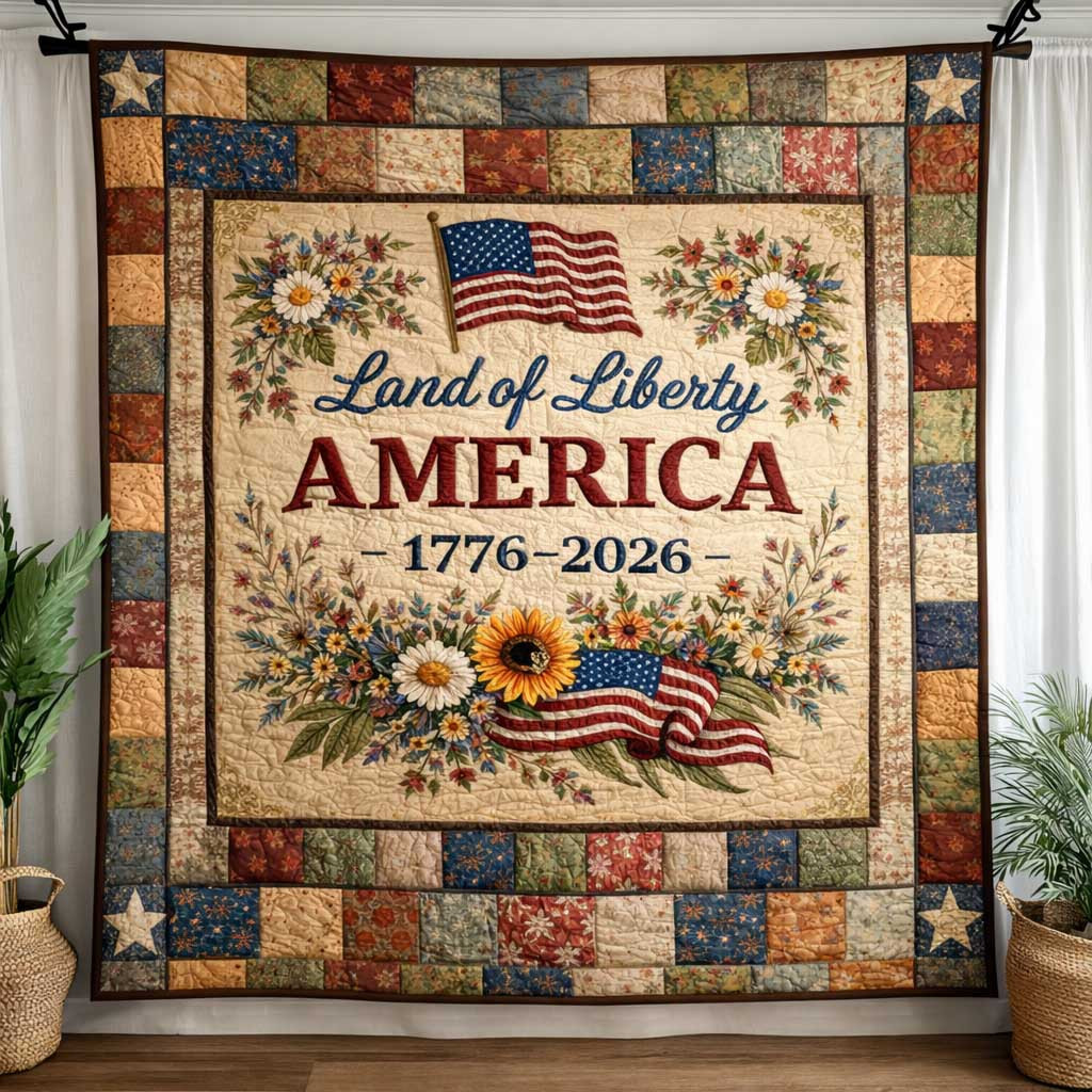 Heritage Patch Quilted Blanket 1776-2026 Patriotic Eagle Quilt Patterns Mothers Day Gifts For Her - Tradiviet