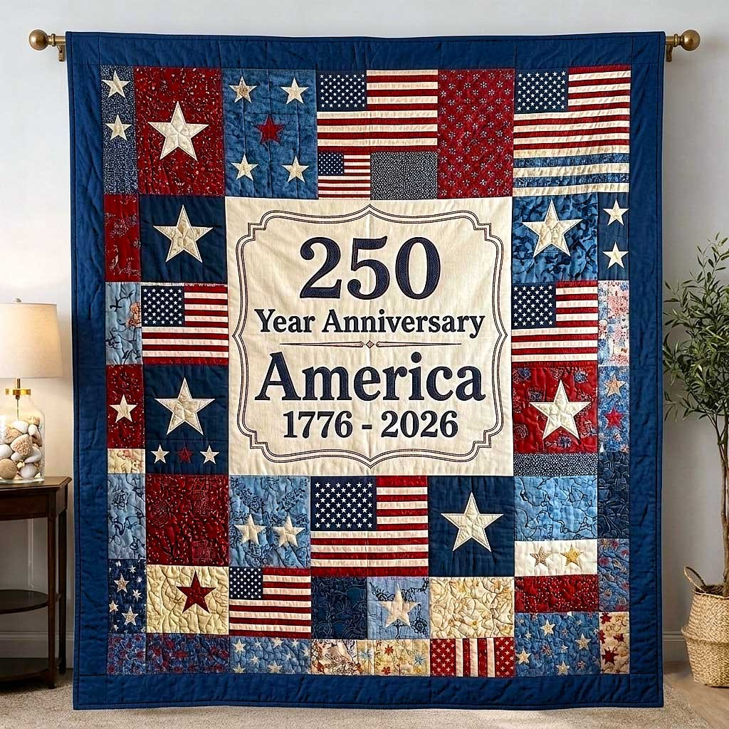 Heritage Patch Quilted Blanket 250 Years Anniversary Quilt Patterns Mothers Day Gifts For Mom - Tradiviet