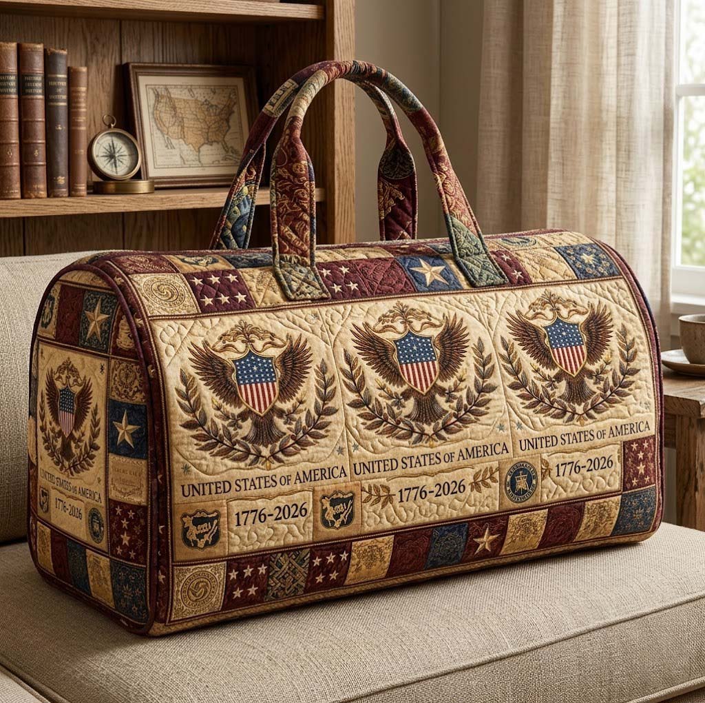 Heritage Patch Quilted Duffle Bag 250 Years Of Blessing Travel Tote Gifts For Mom - Tradiviet