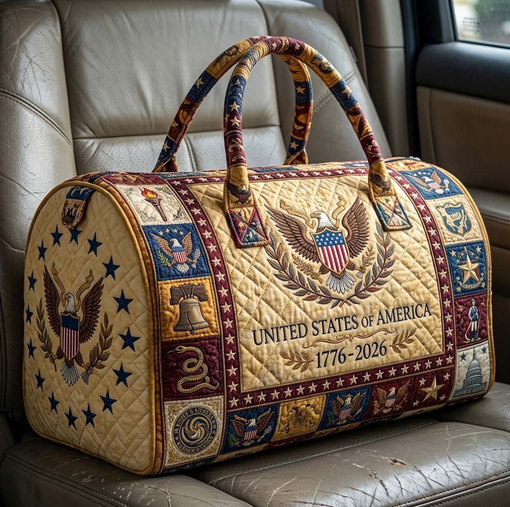 Heritage Patch Quilted Duffle Bag 250 Years United States Travel Bag Gifts For Mom - Tradiviet